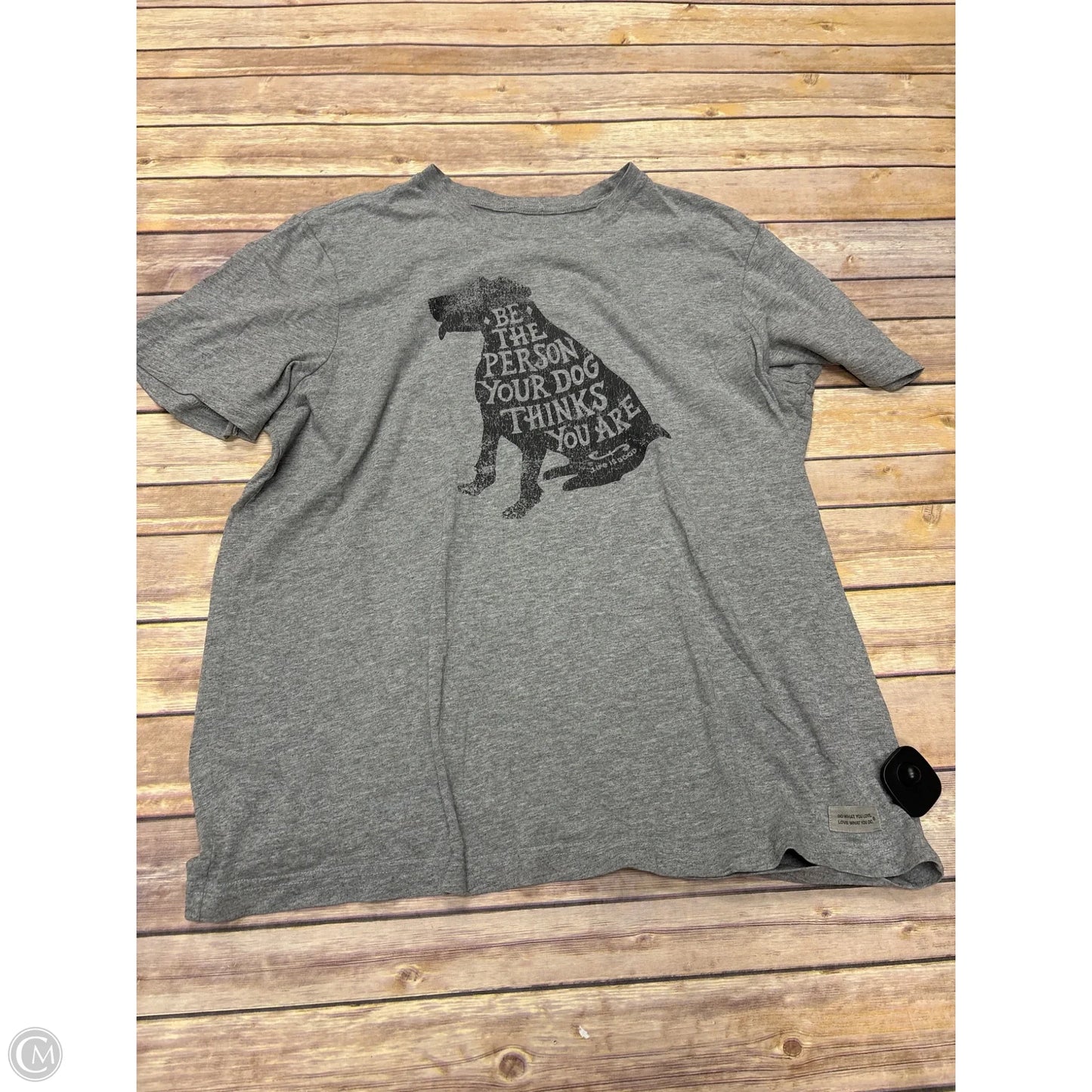 Top Short Sleeve By Life Is Good In Grey, Size: L