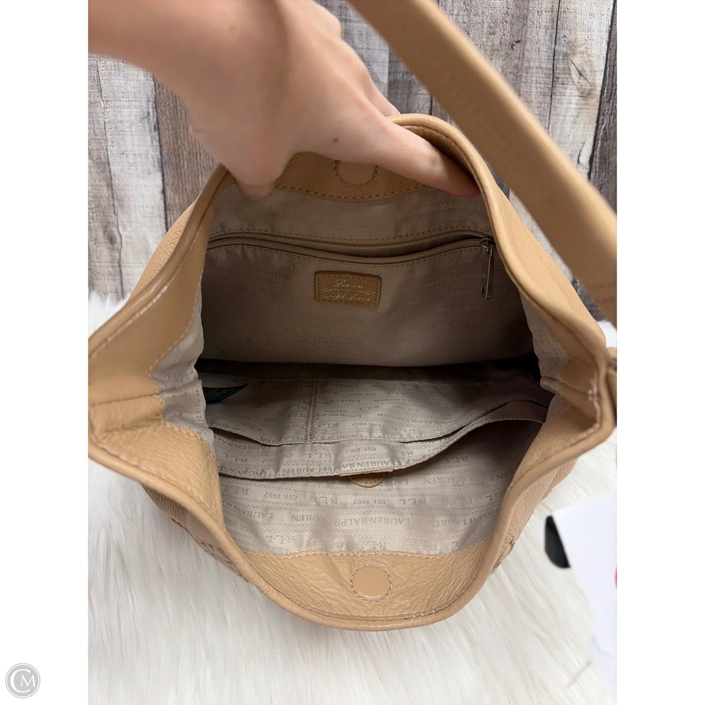 Handbag Leather By Lauren By Ralph Lauren, Size: Large