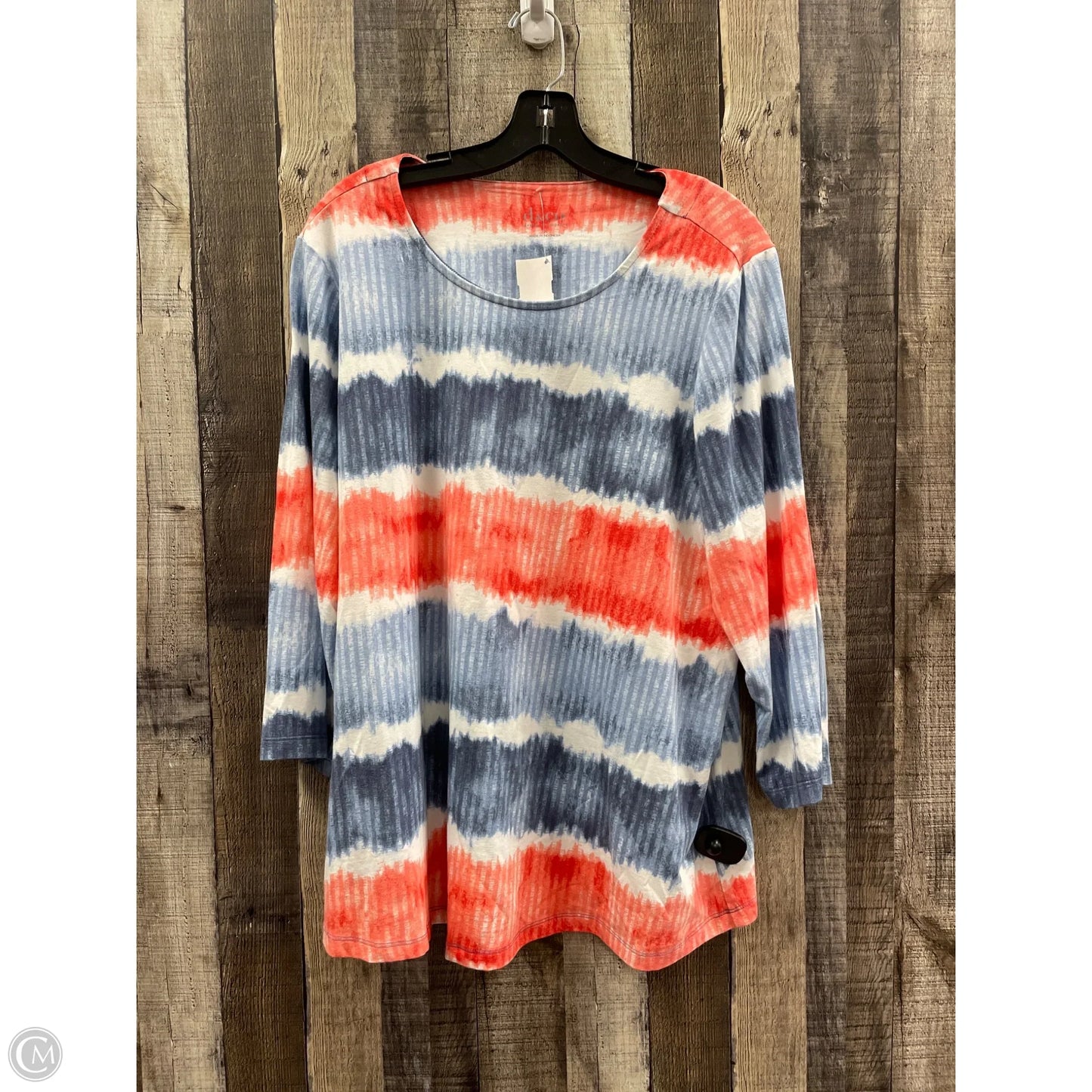Top 3/4 Sleeve By D&co. In Tie Dye Print, Size: 1x