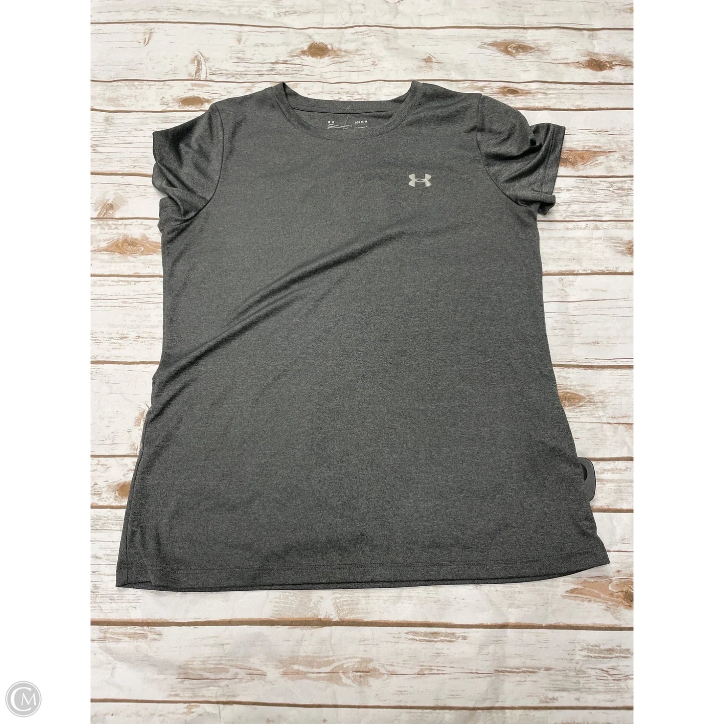 Athletic Top Short Sleeve By Under Armour In Grey, Size: L