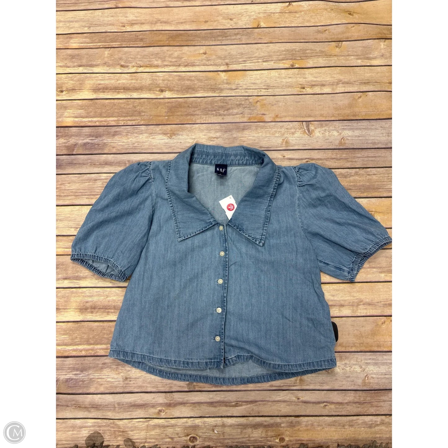 Top Short Sleeve By Gap In Blue Denim, Size: S