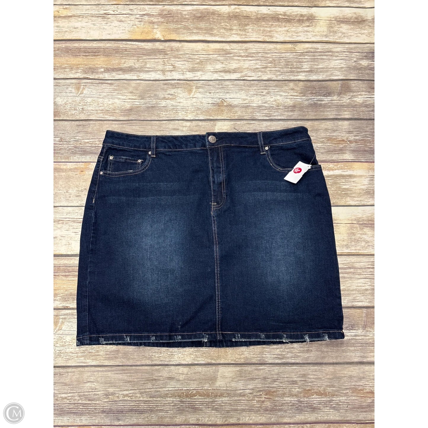 Skirt Mini & Short By Almost Famous In Blue Denim, Size: 2x