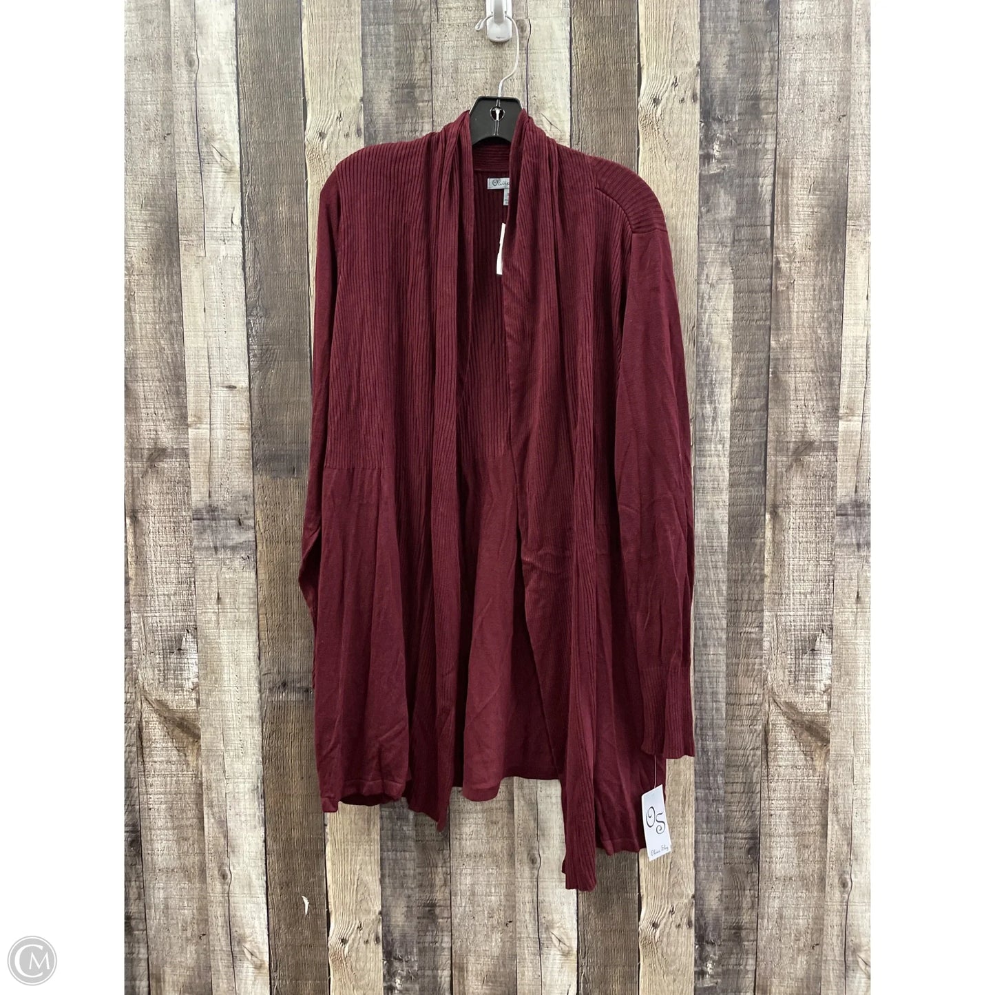 Cardigan By Olivia Sky In Maroon, Size: 3x
