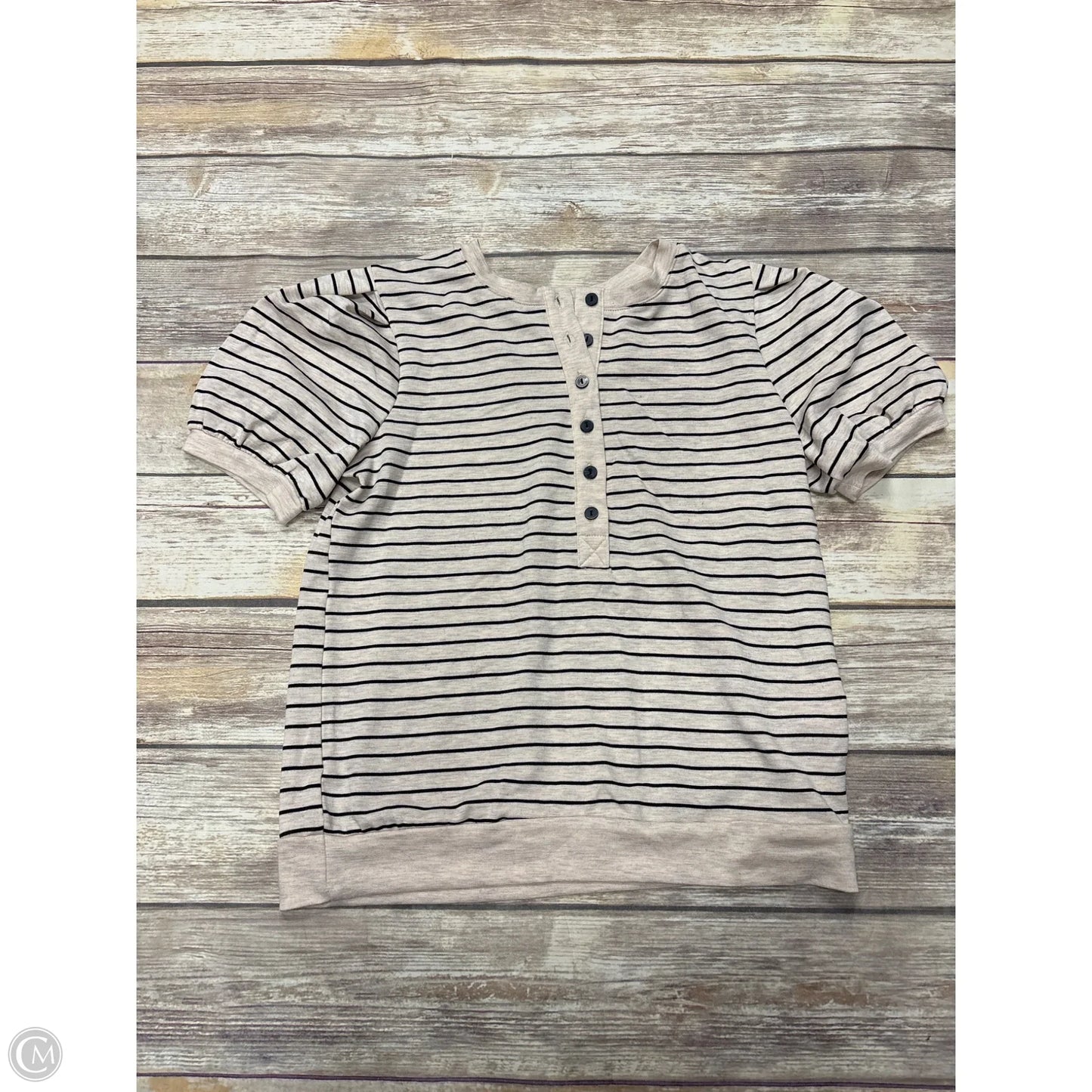 Top Short Sleeve By Notations In Striped Pattern, Size: S
