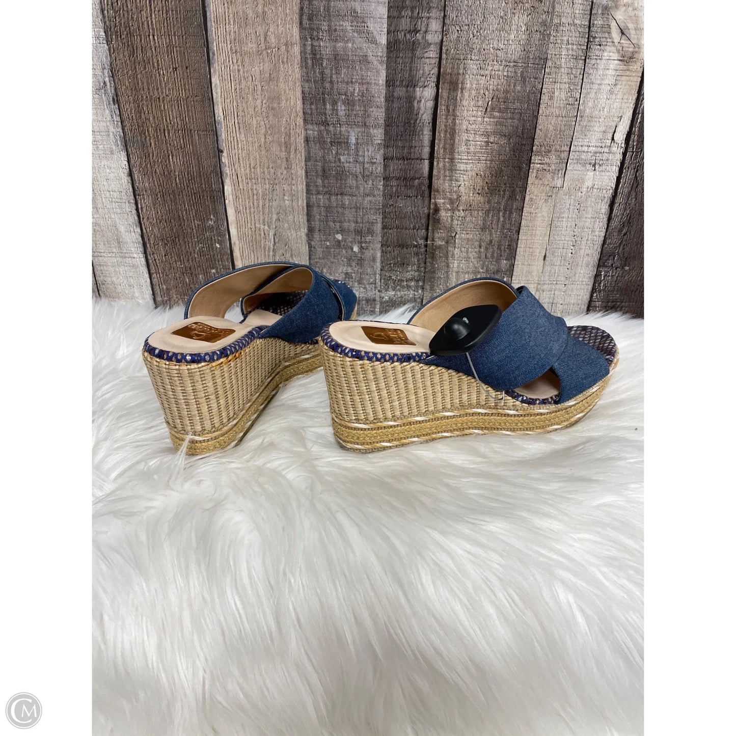 Sandals Heels Wedge By Cme In Blue, Size: 7.5