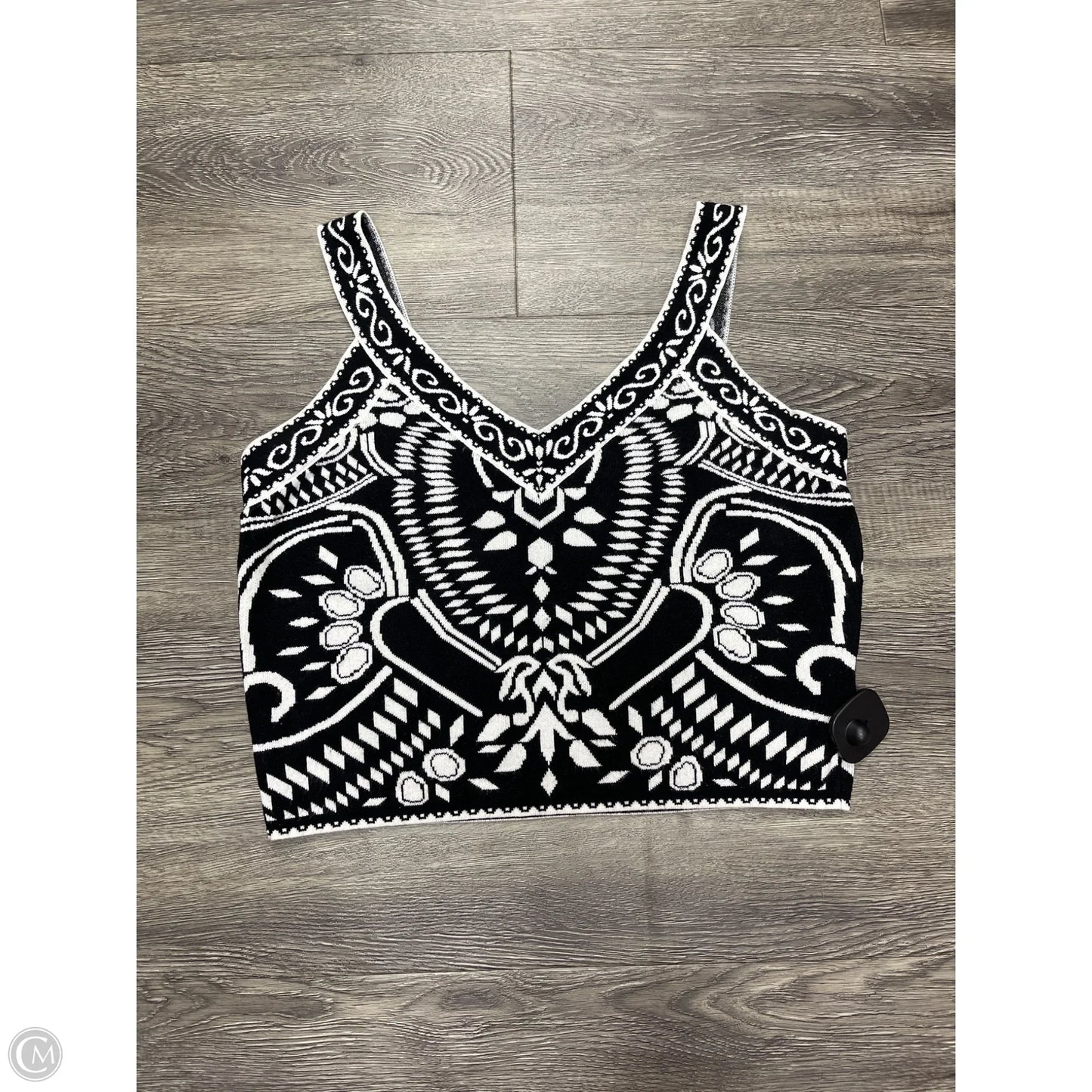 Top Sleeveless By Express In Black & White, Size: L