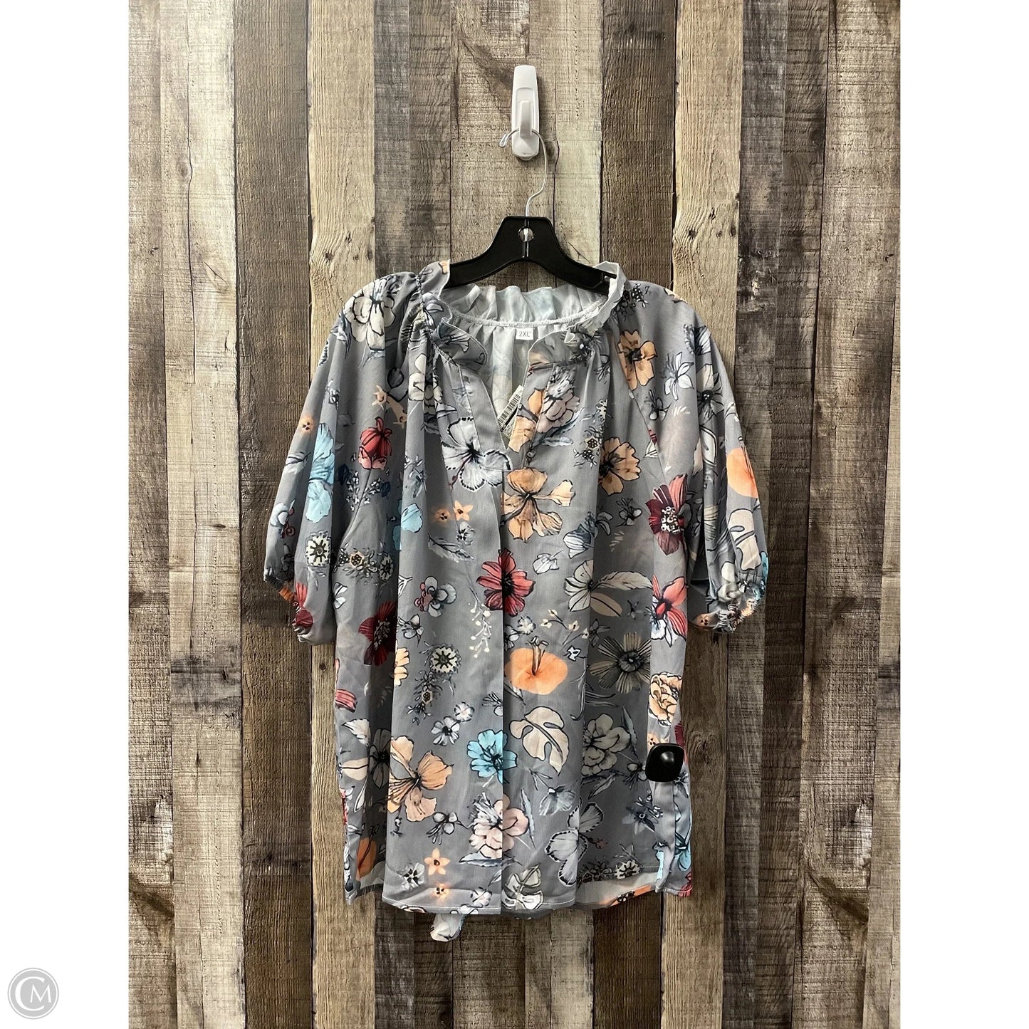 Top Short Sleeve By Cmf In Floral Print, Size: 2x