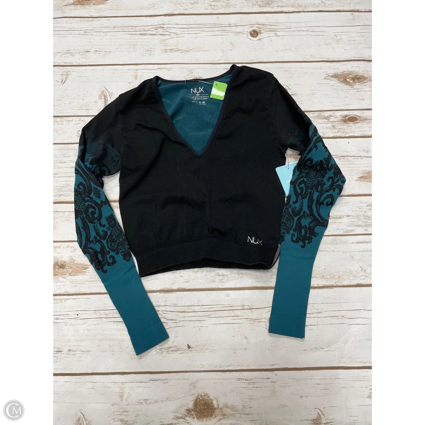 Athletic Top Long Sleeve Crewneck By Cmc In Black & Blue, Size: S