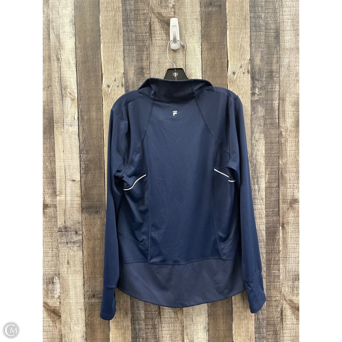Athletic Top Long Sleeve Collar By Fila In Navy, Size: L