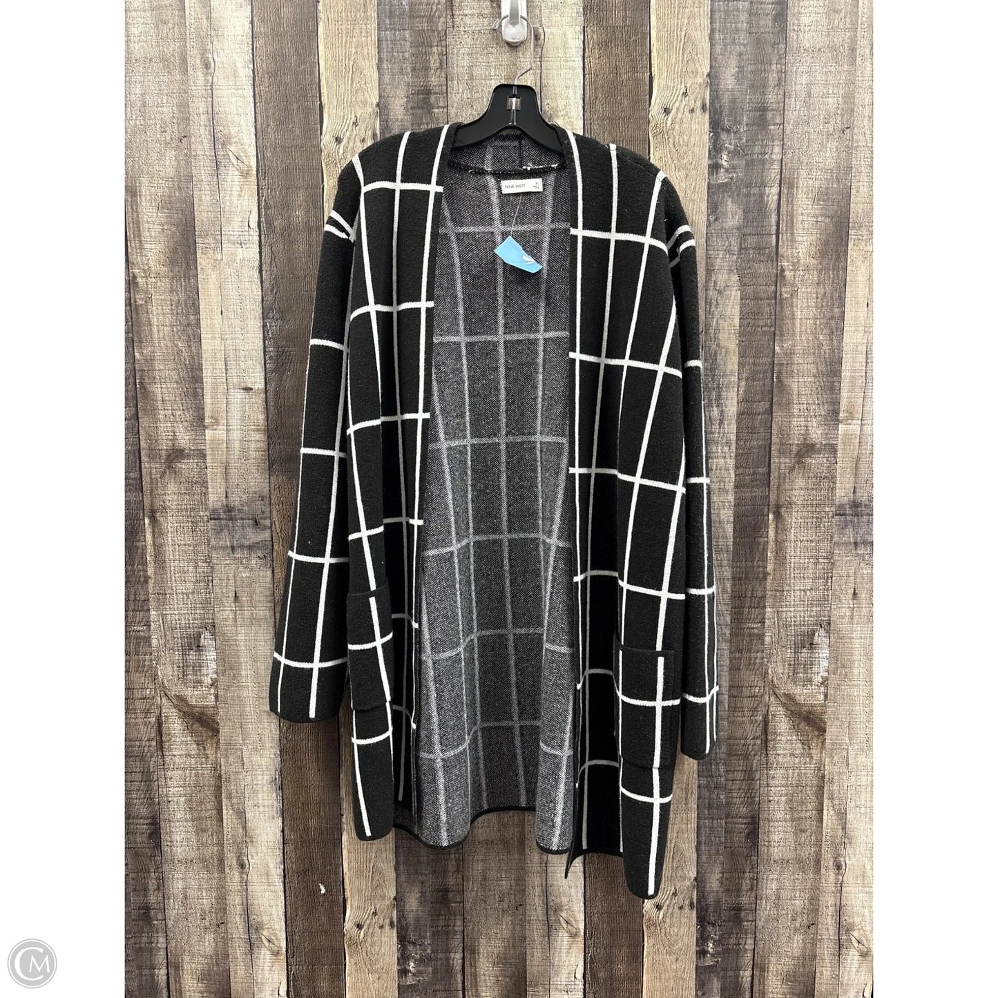 Sweater Cardigan By Nine West In Black & White, Size: Xl
