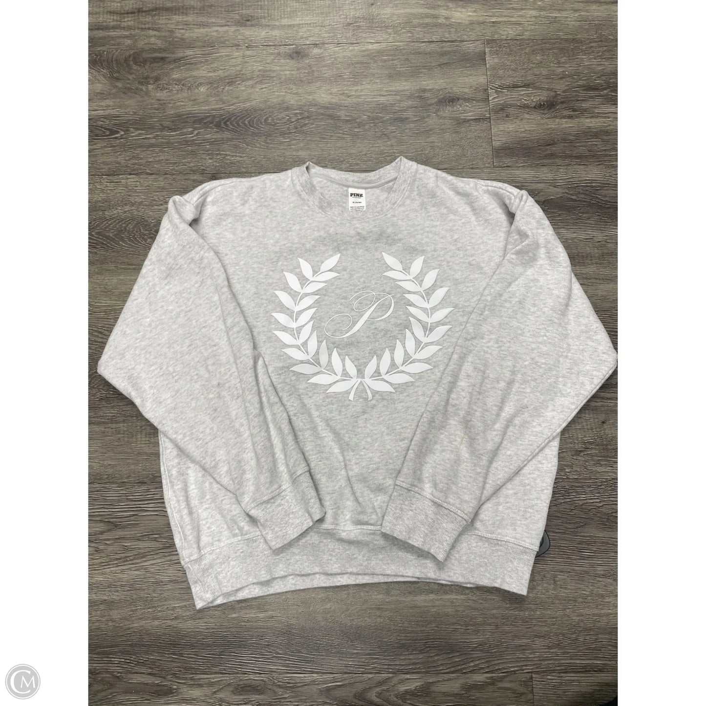 Sweatshirt Crewneck By Pink In Grey, Size: M