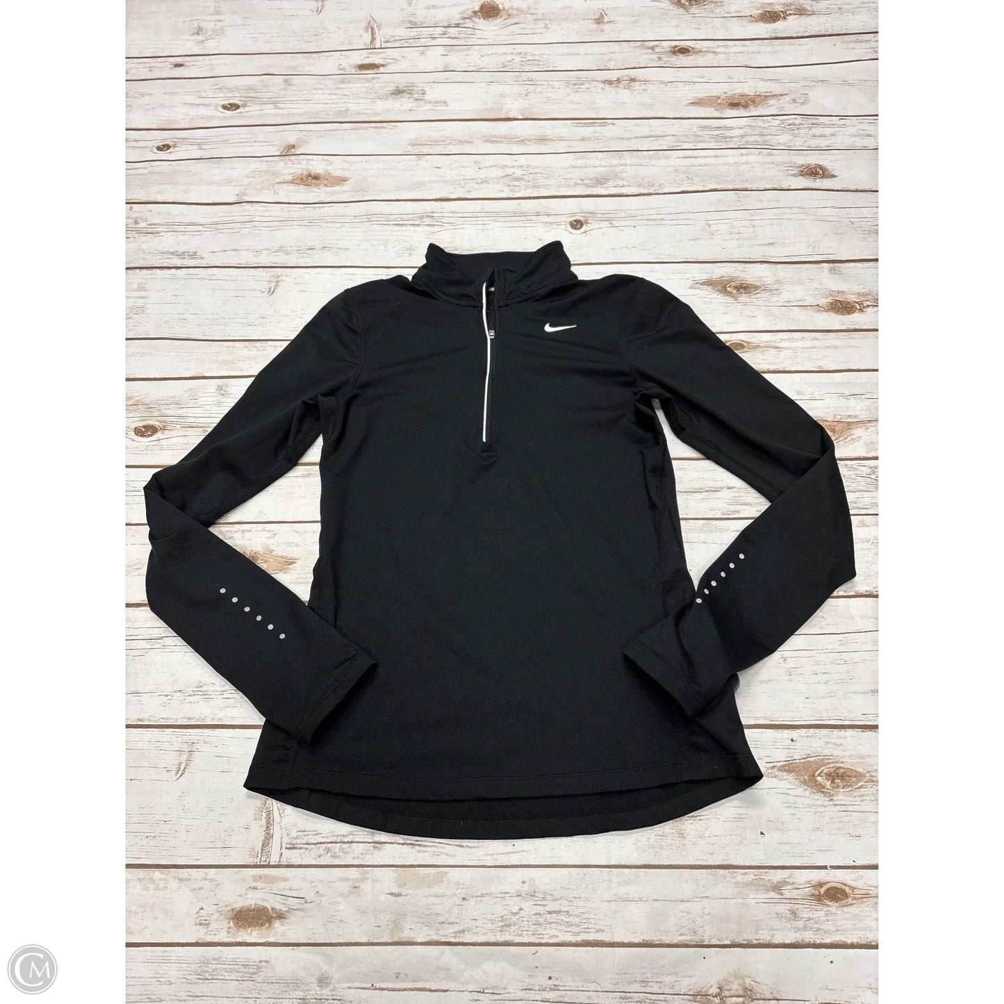 Athletic Top Long Sleeve Collar By Nike In Black, Size: Xs