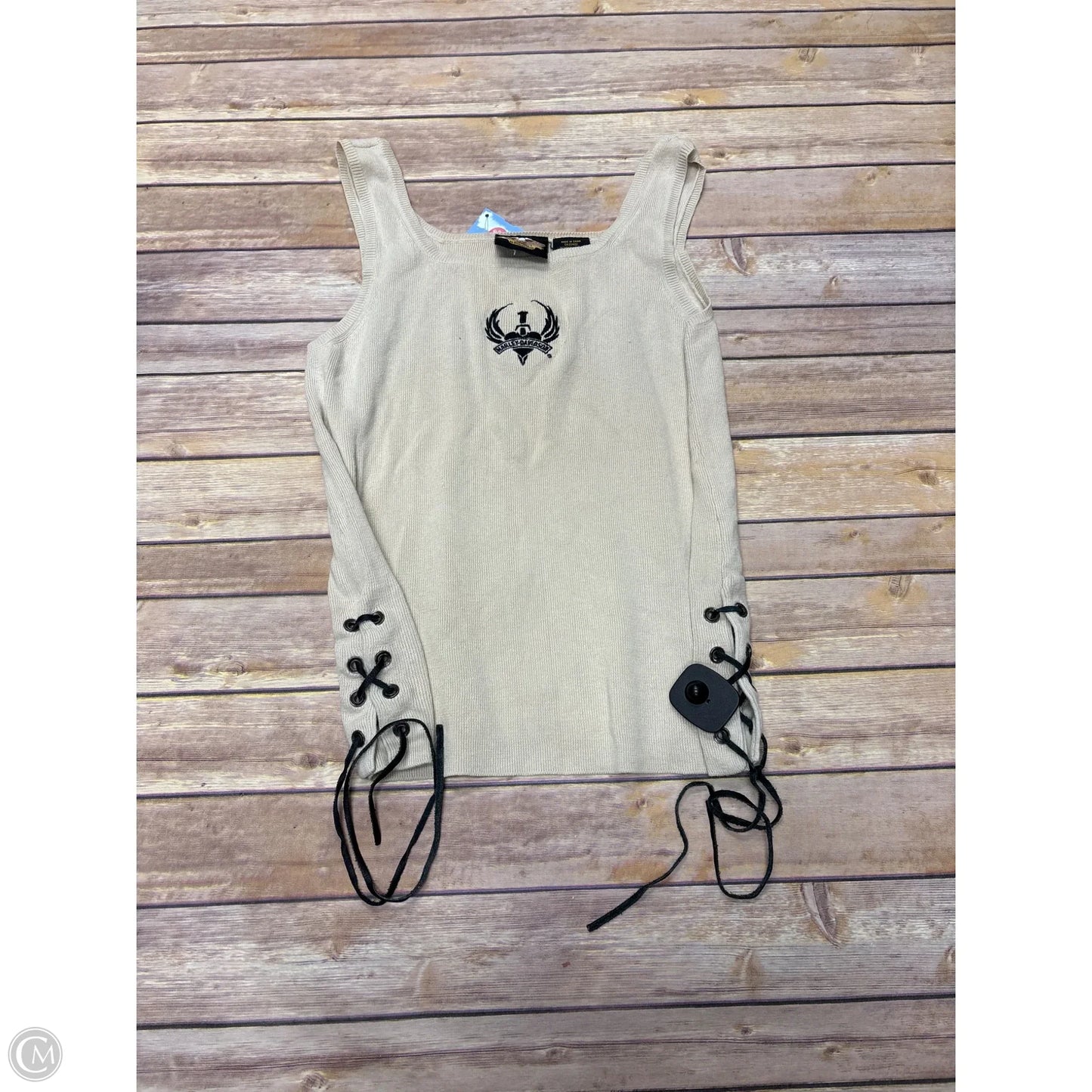 Top Sleeveless By Harley Davidson In Cream, Size: M