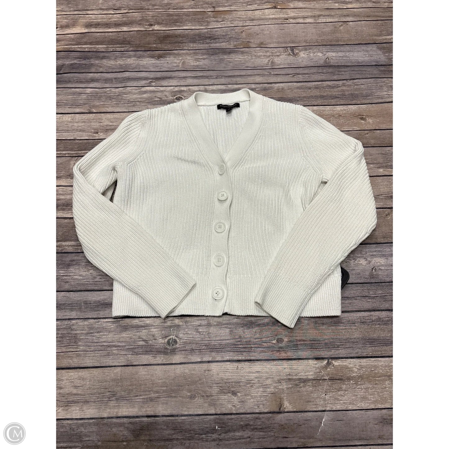 Sweater Cardigan By Banana Republic In White, Size: M