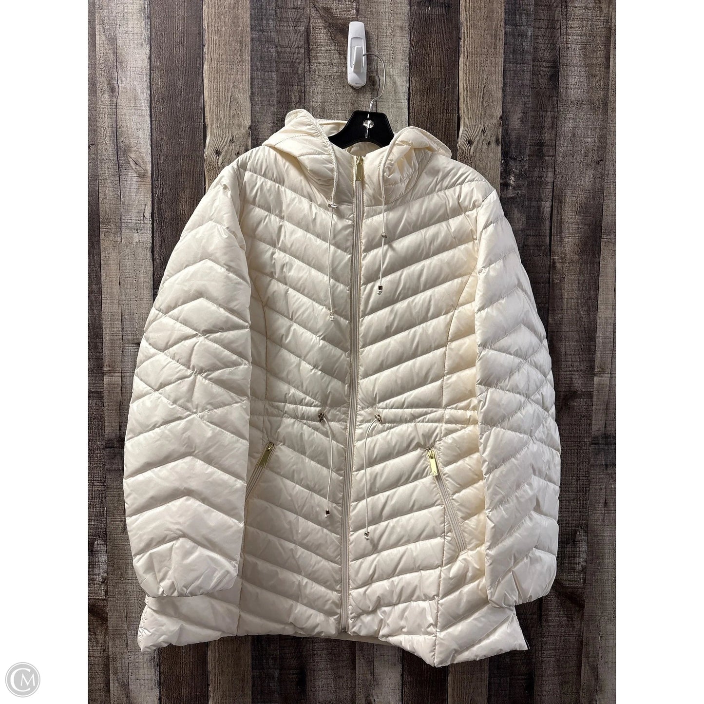 Coat Puffer & Quilted By Gallery In Cream, Size: Xl