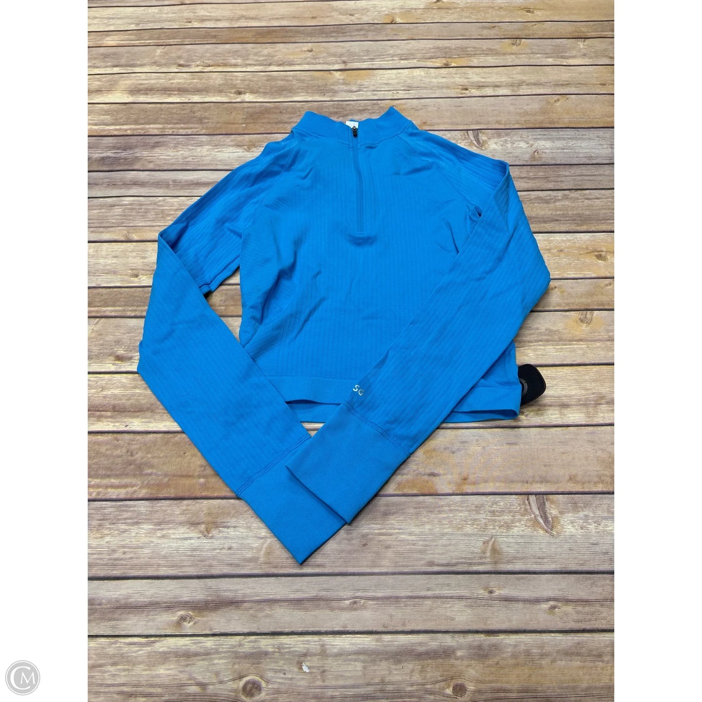 Athletic Top Long Sleeve Collar By Dsg Outerwear In Blue, Size: S