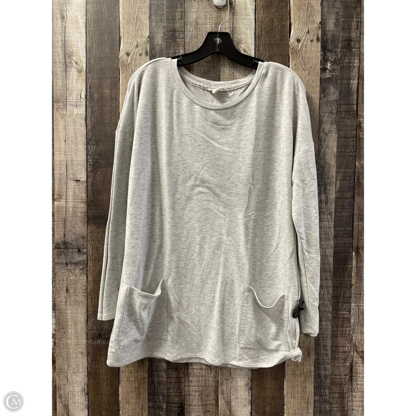 Top Long Sleeve By Cupio In Grey, Size: L