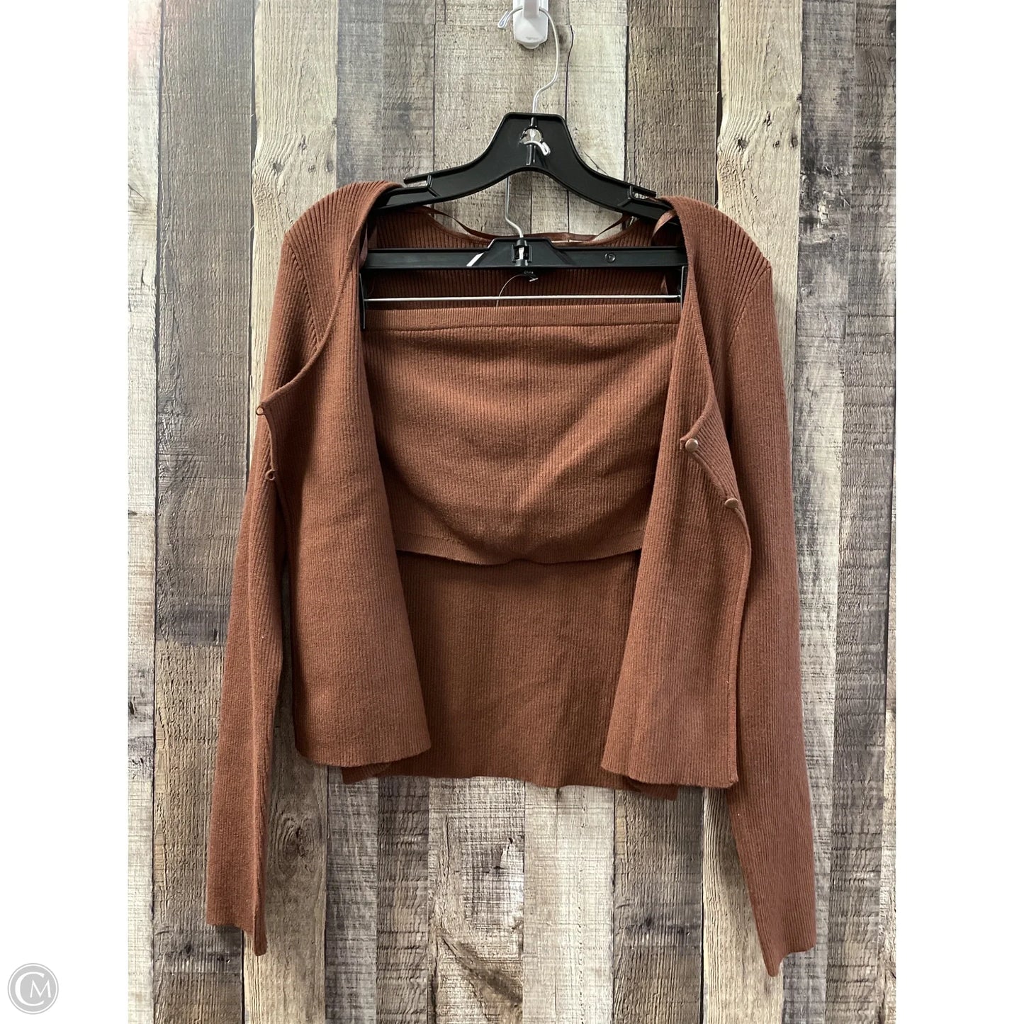 Top 2pc Long Sleeve By Versona In Brown, Size: L