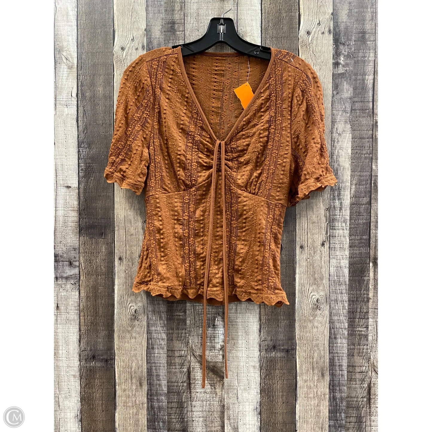 Top Short Sleeve By Shein In Brown, Size: M