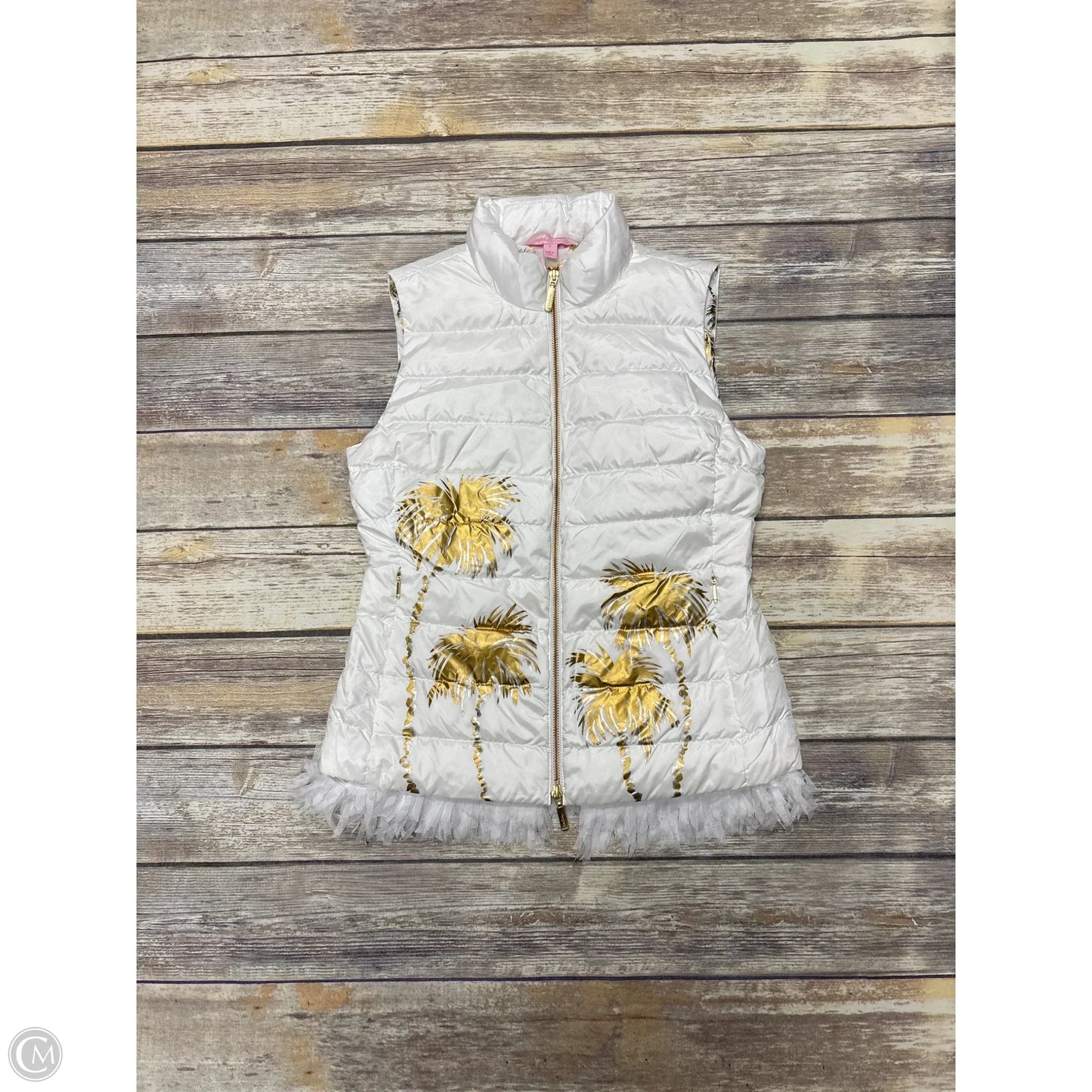 Vest Designer By Lilly Pulitzer In Gold & White, Size: S