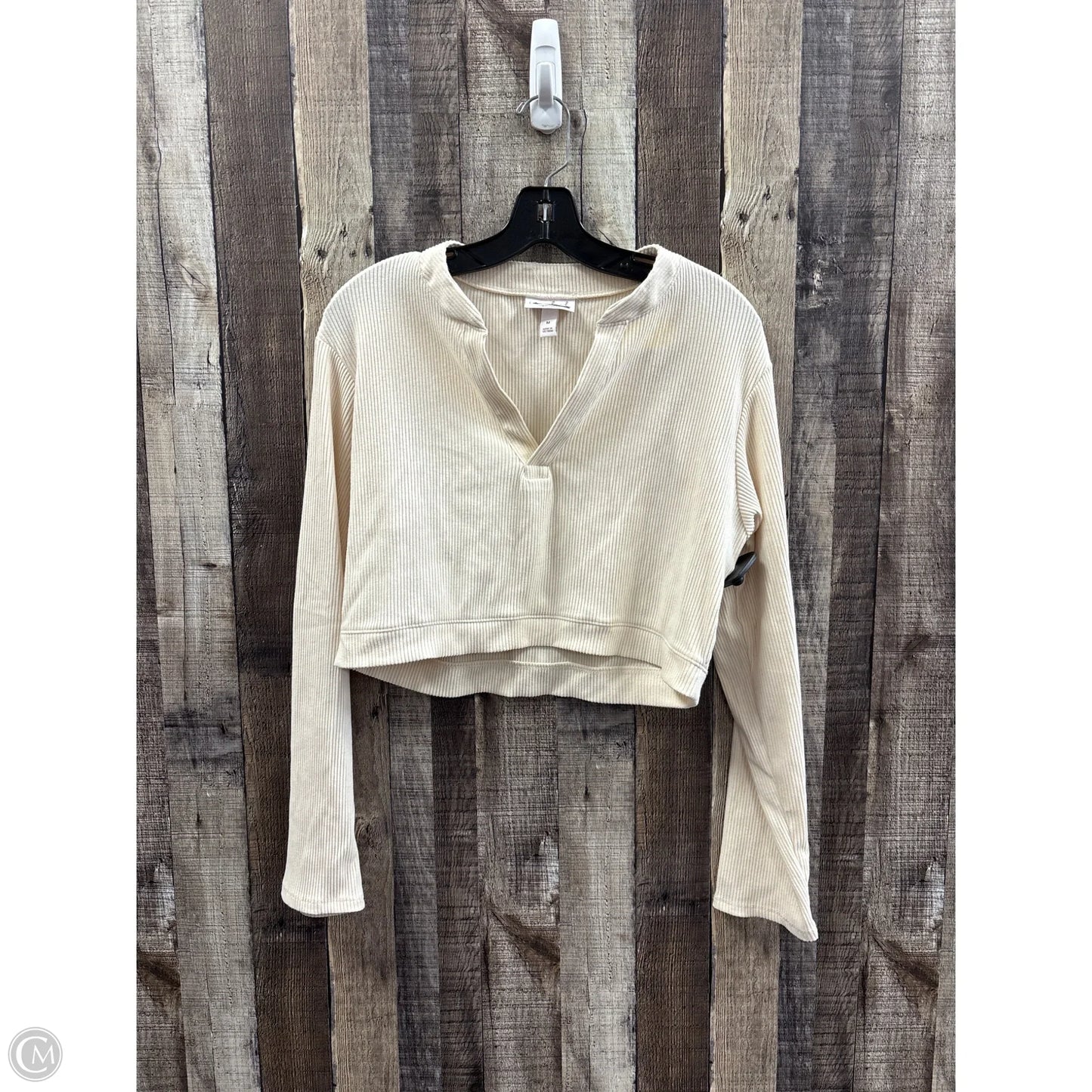 Top Long Sleeve By Cme In Cream, Size: M