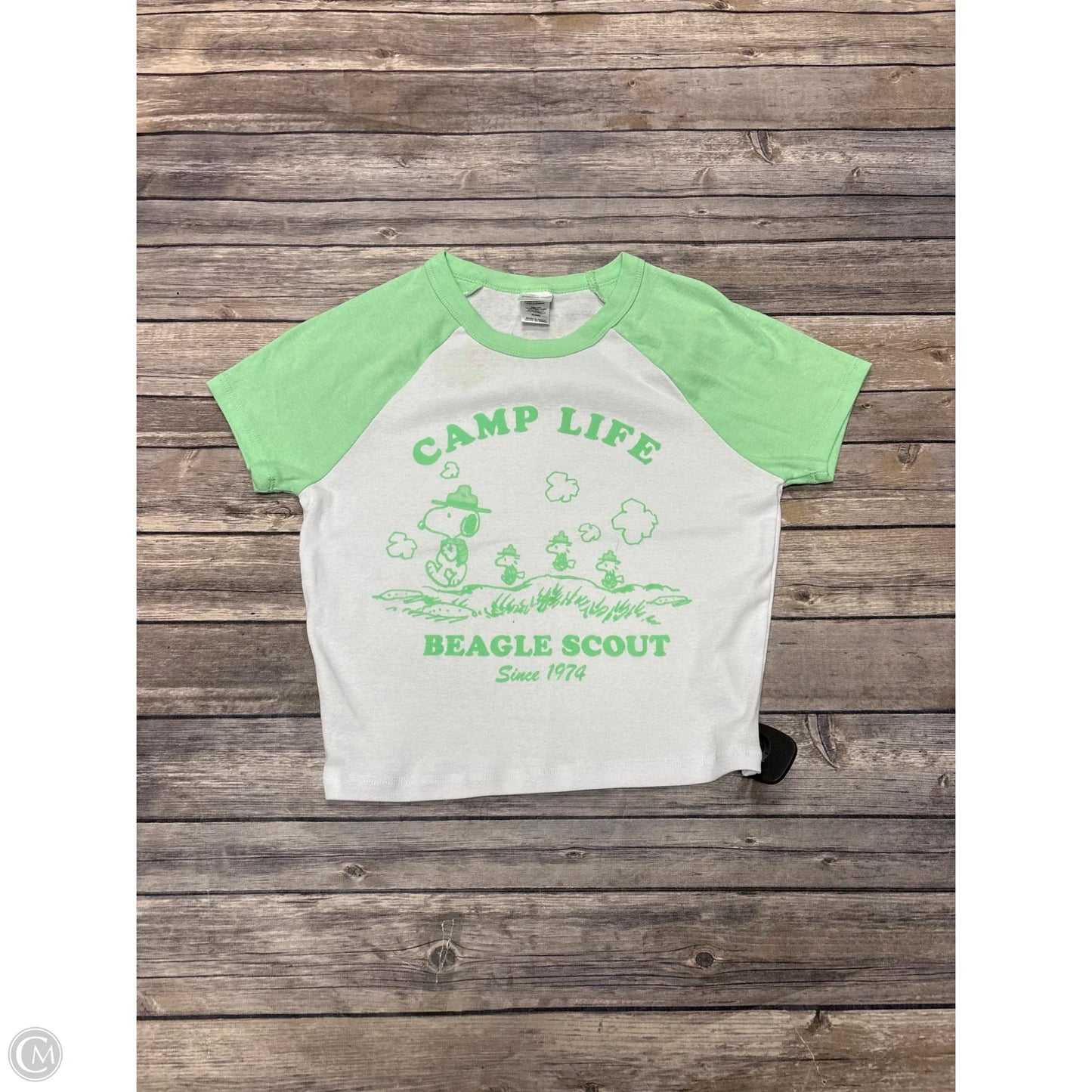 Top Short Sleeve By Cme In Green & White, Size: S