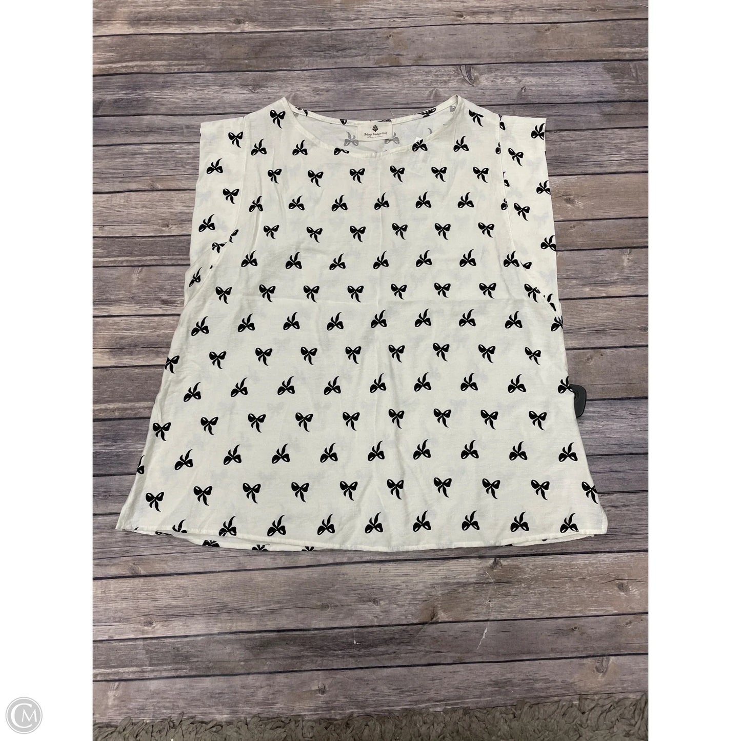 Top Sleeveless By Betseys Boutique Shop In Black & Cream, Size: Xl