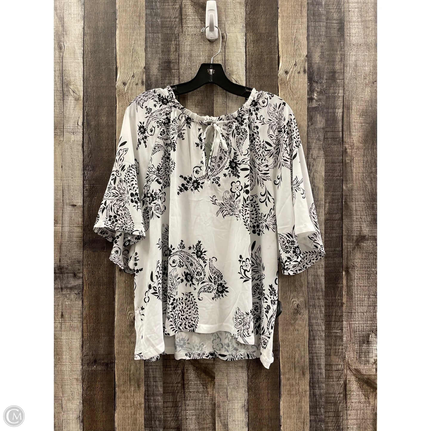 Top 3/4 Sleeve By Loft In Black & White, Size: Xl