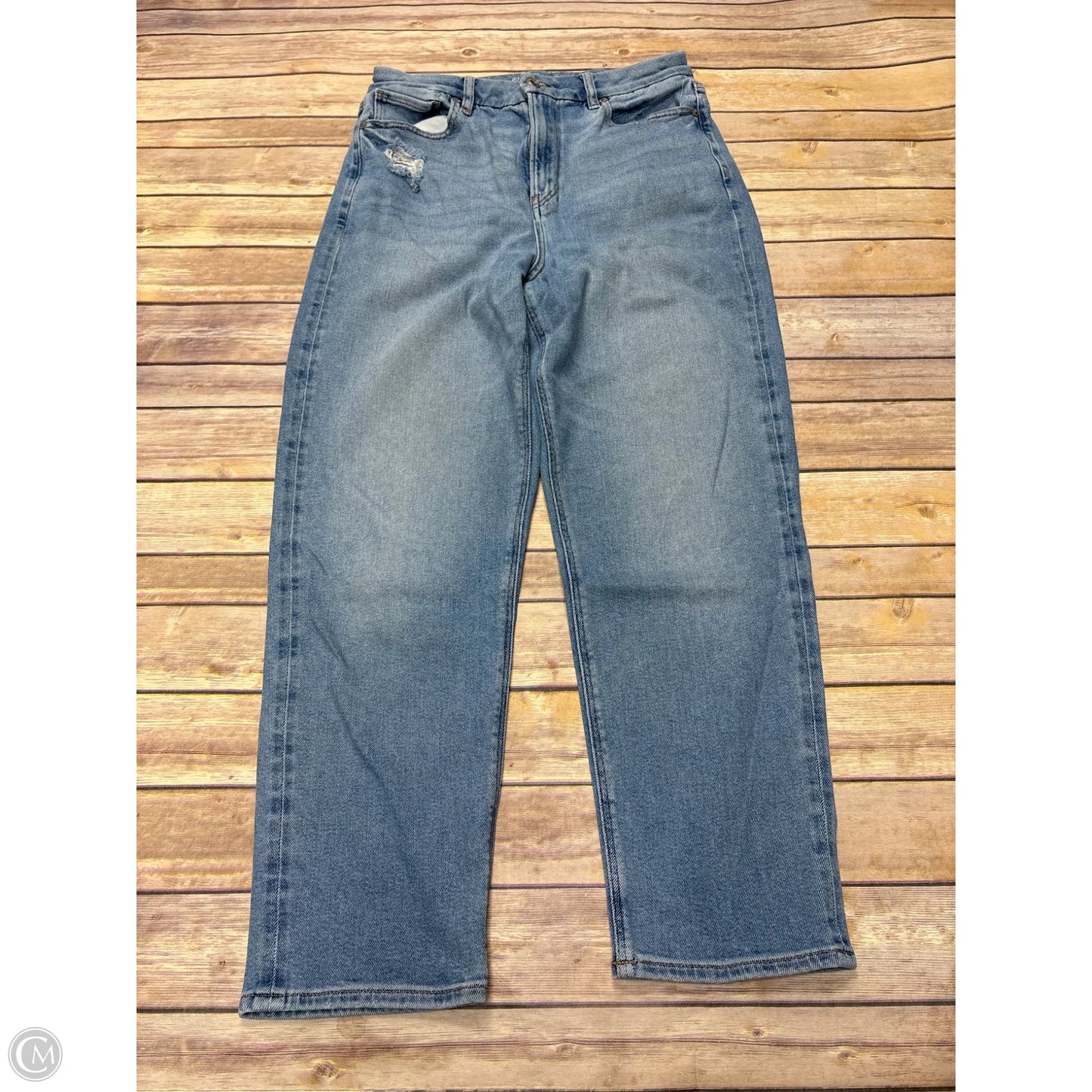 Jeans Straight By American Eagle In Blue Denim, Size: 10