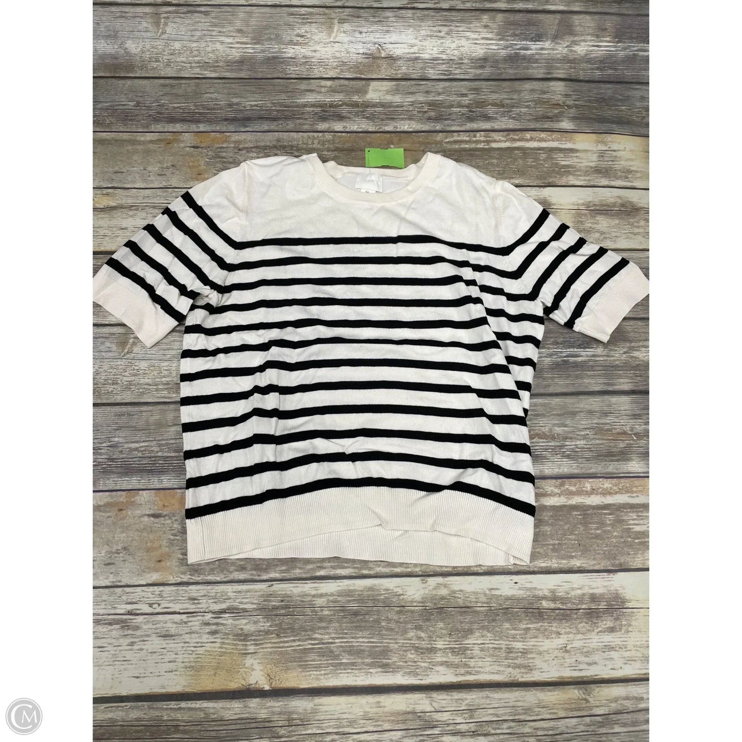 Top 3/4 Sleeve By H&m In Striped Pattern, Size: L