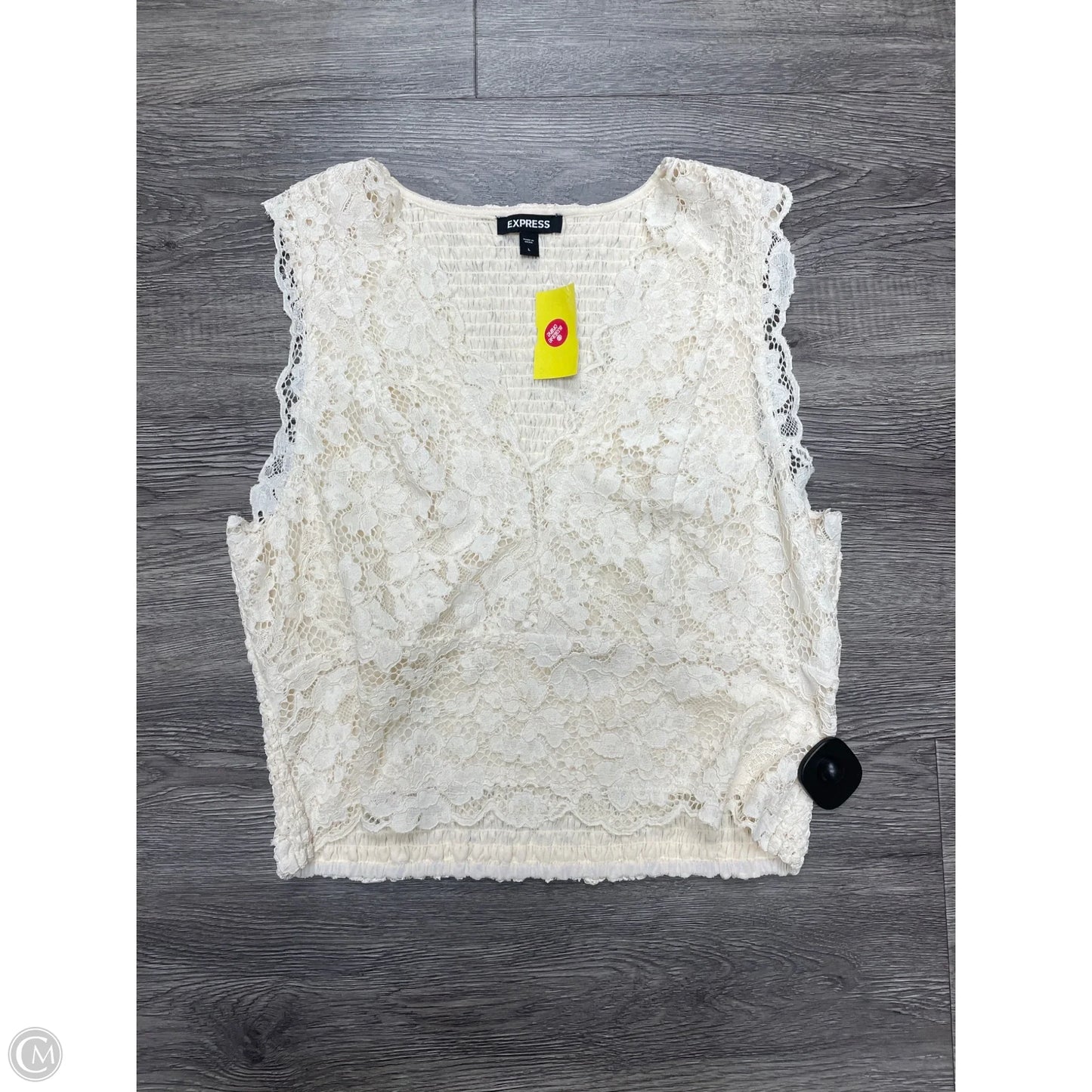 Top Short Sleeve By Express In Cream, Size: L