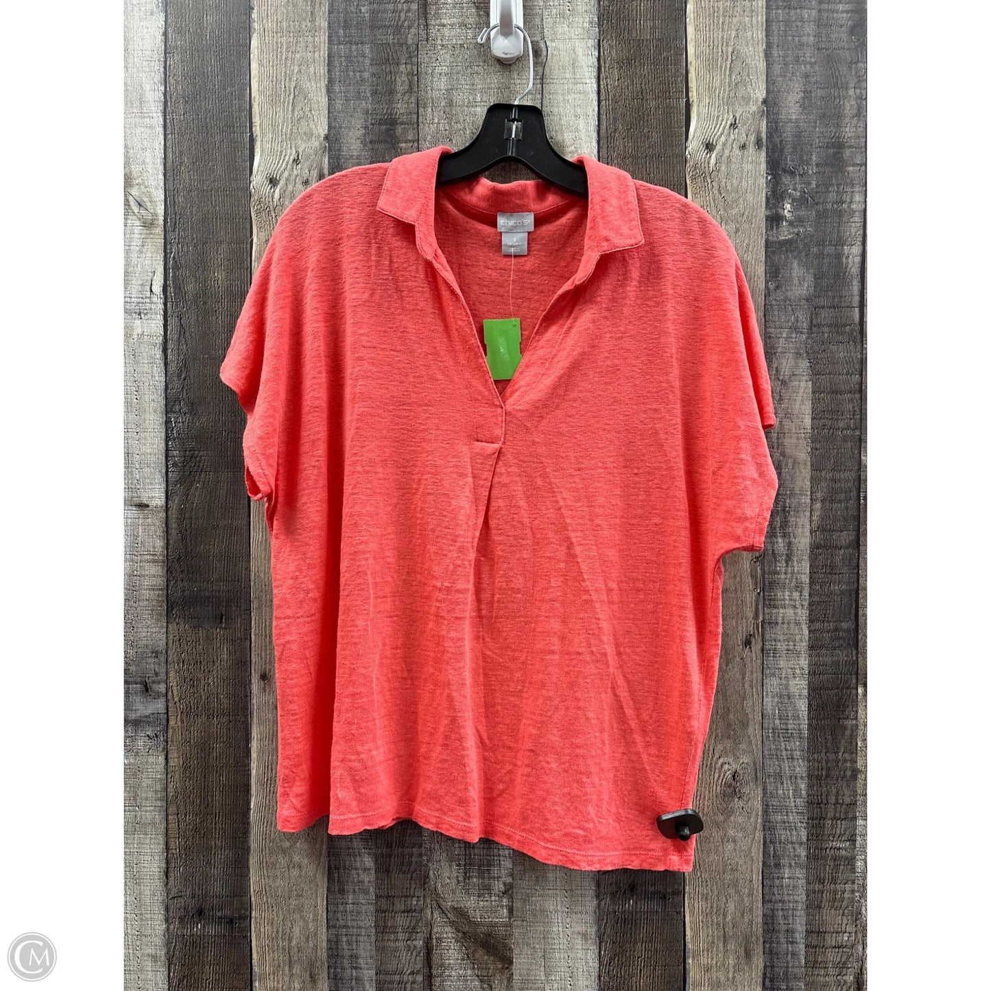 Top Short Sleeve By Chicos In Peach, Size: M