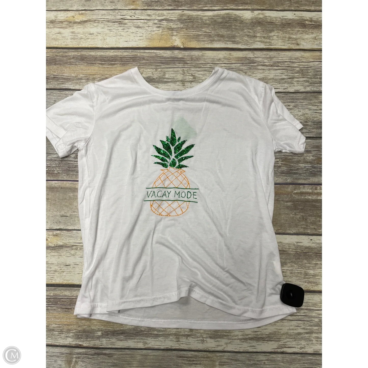 Top Short Sleeve By Cme In White, Size: M