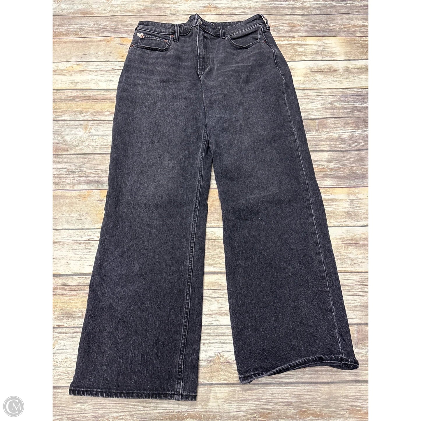 Jeans Straight By Abercrombie And Fitch In Black Denim, Size: 12