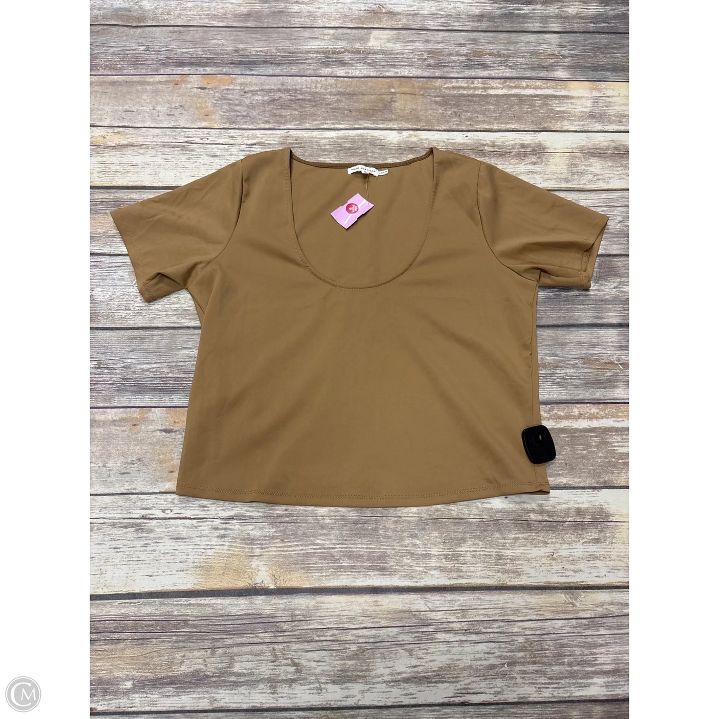 Top Short Sleeve By Good American In Brown, Size: 2x
