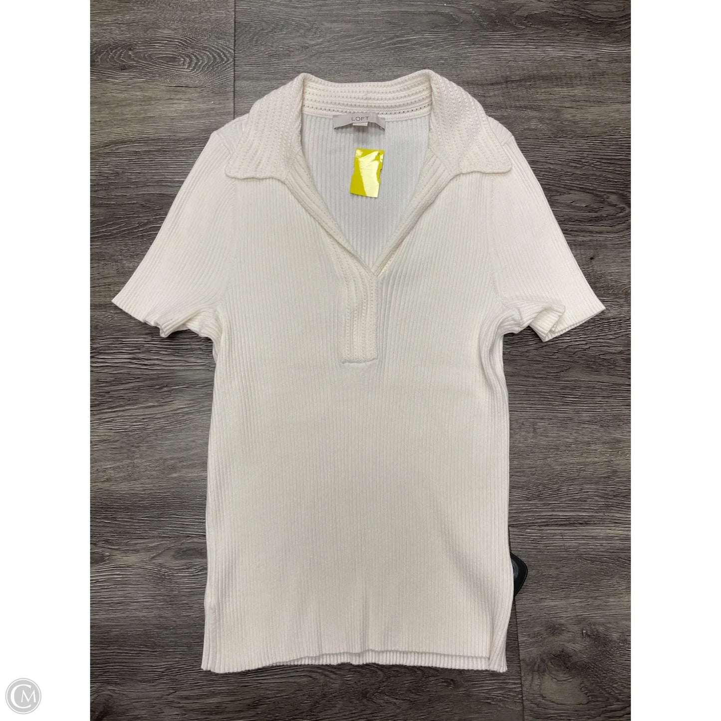 Top Short Sleeve By Loft In Cream, Size: Xxl