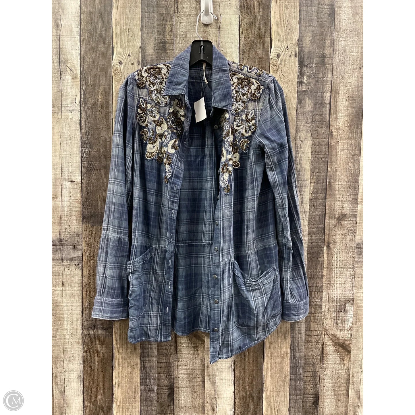 Top Long Sleeve By Free People In Plaid Pattern, Size: Xs