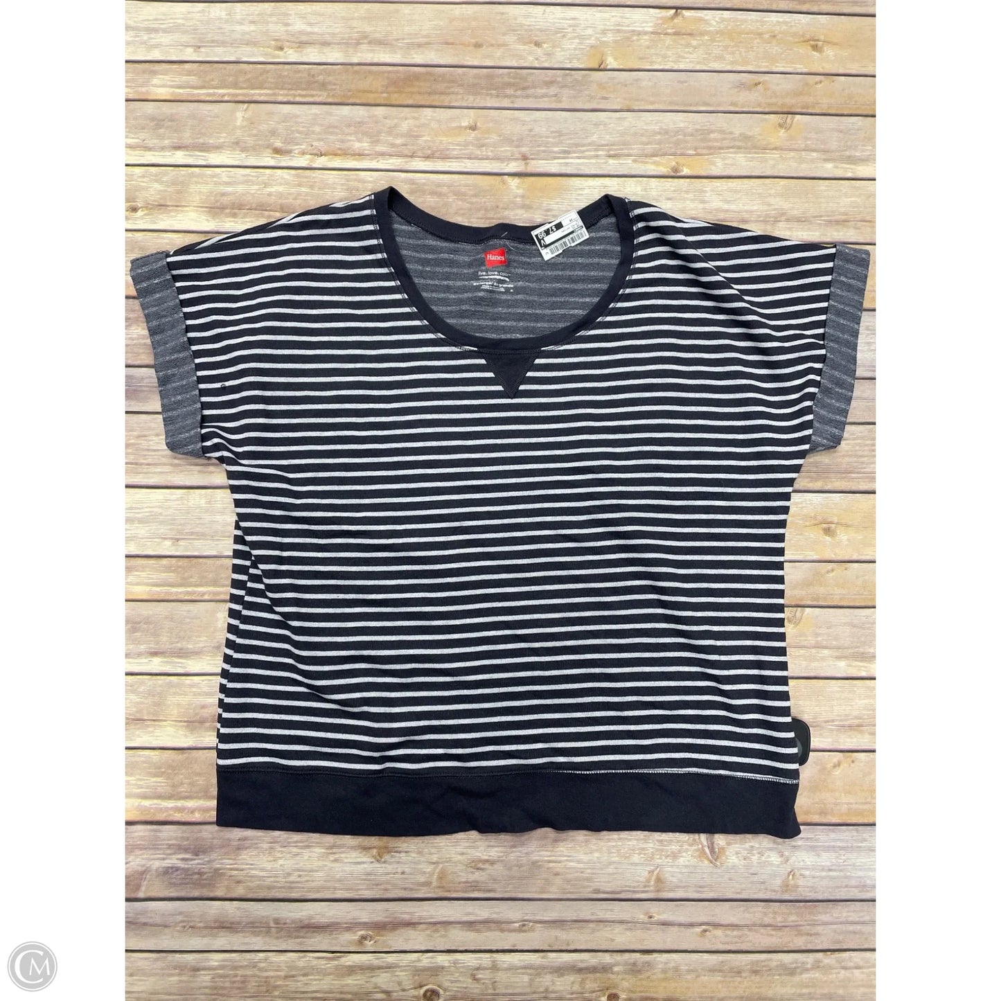 Top Short Sleeve By Hanes In Striped Pattern, Size: 2x