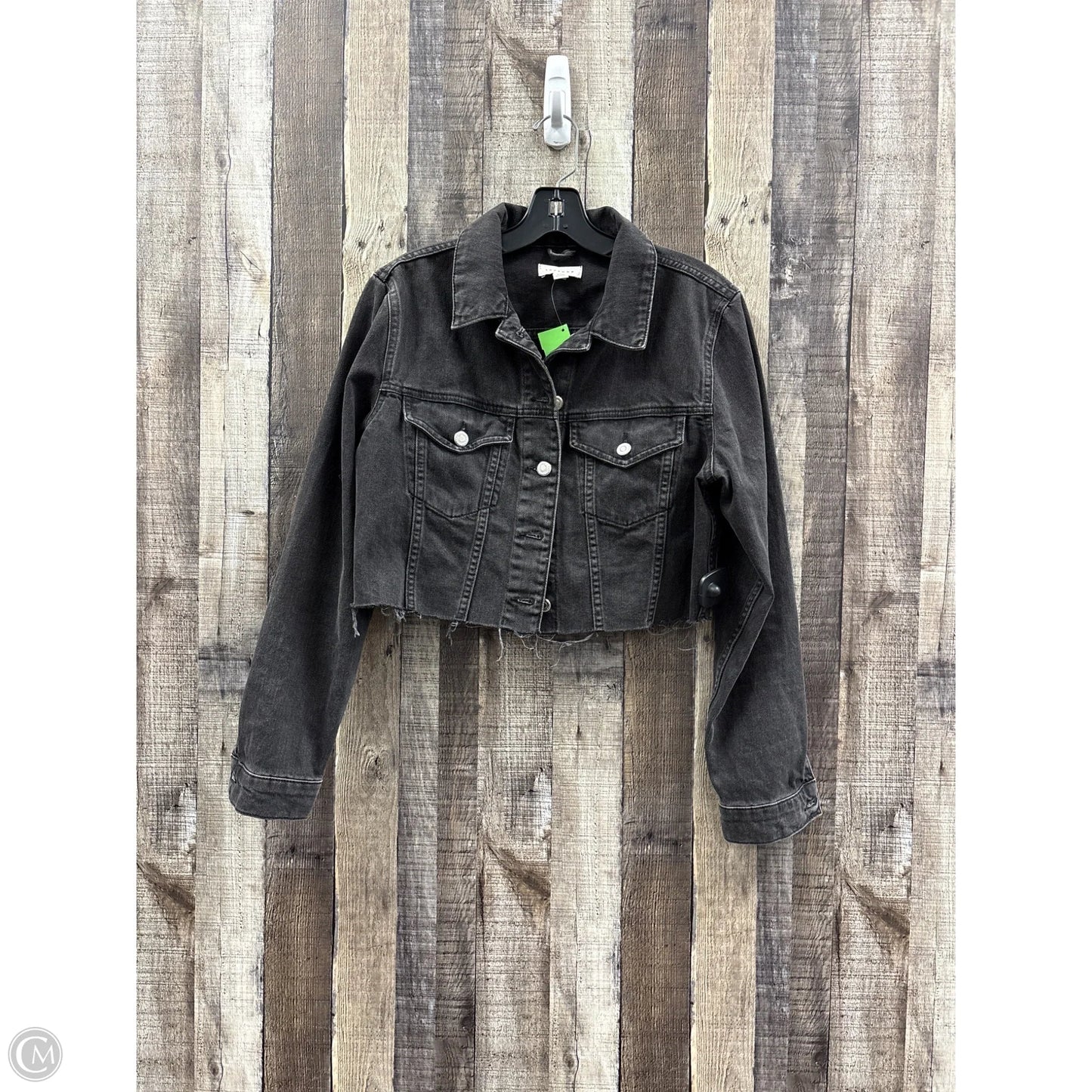Jacket Denim By Topshop In Black, Size: 6
