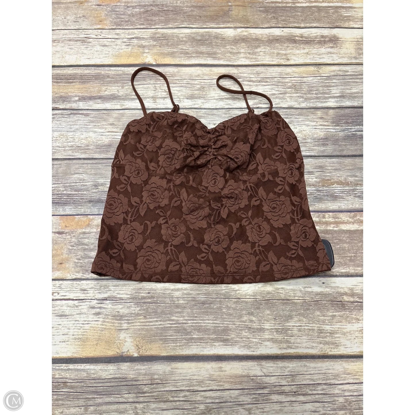 Top Sleeveless By Reoria In Brown, Size: M