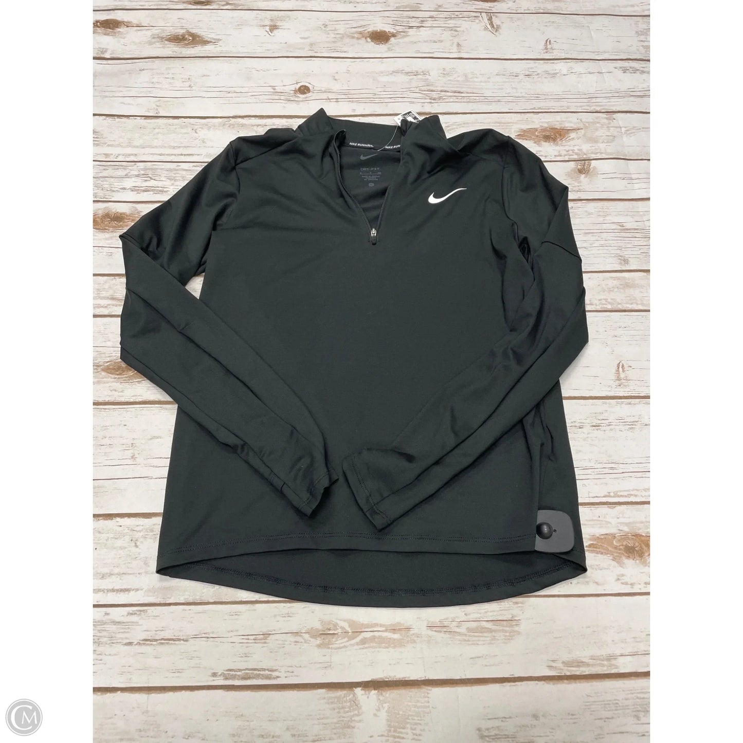 Athletic Top Long Sleeve Collar By Nike In Black, Size: S