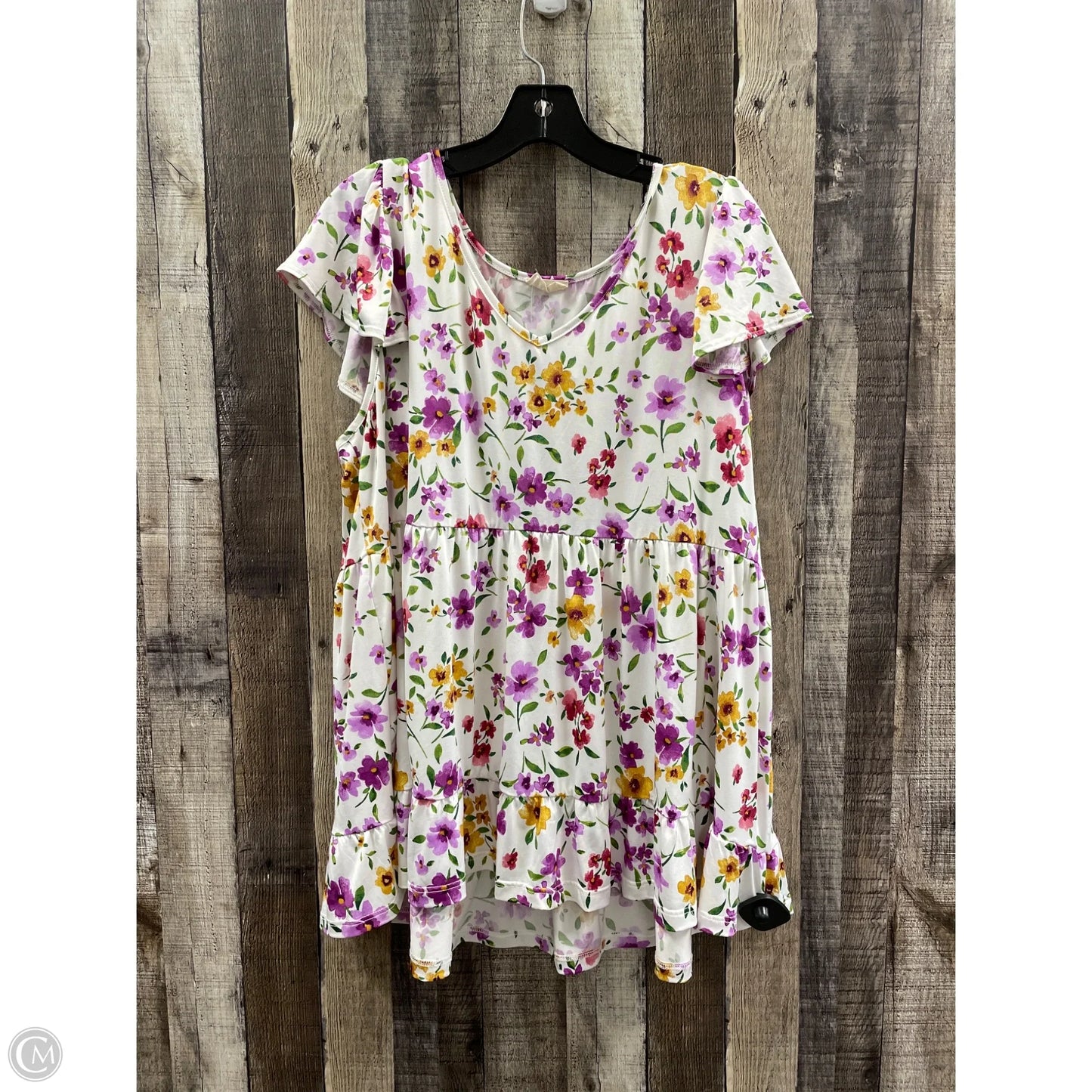 Top Short Sleeve By Cme In Floral Print, Size: 3x