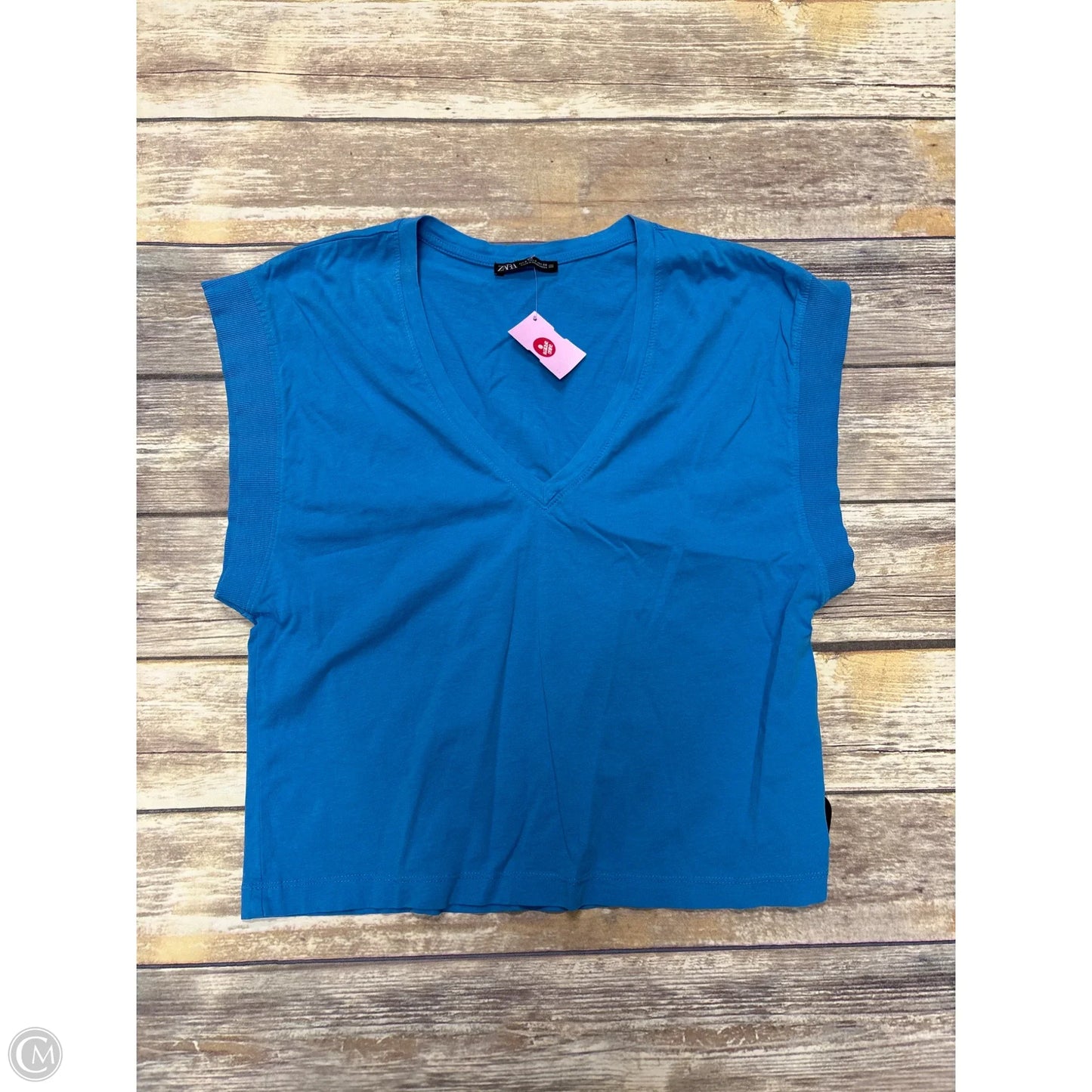 Top Short Sleeve By Zara In Blue, Size: S