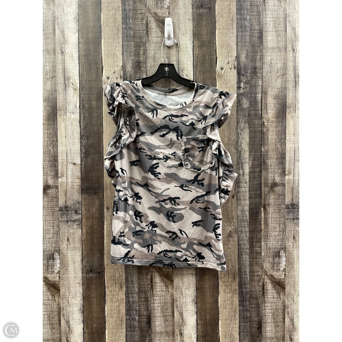Top Short Sleeve By Cmf In Camouflage Print, Size: L