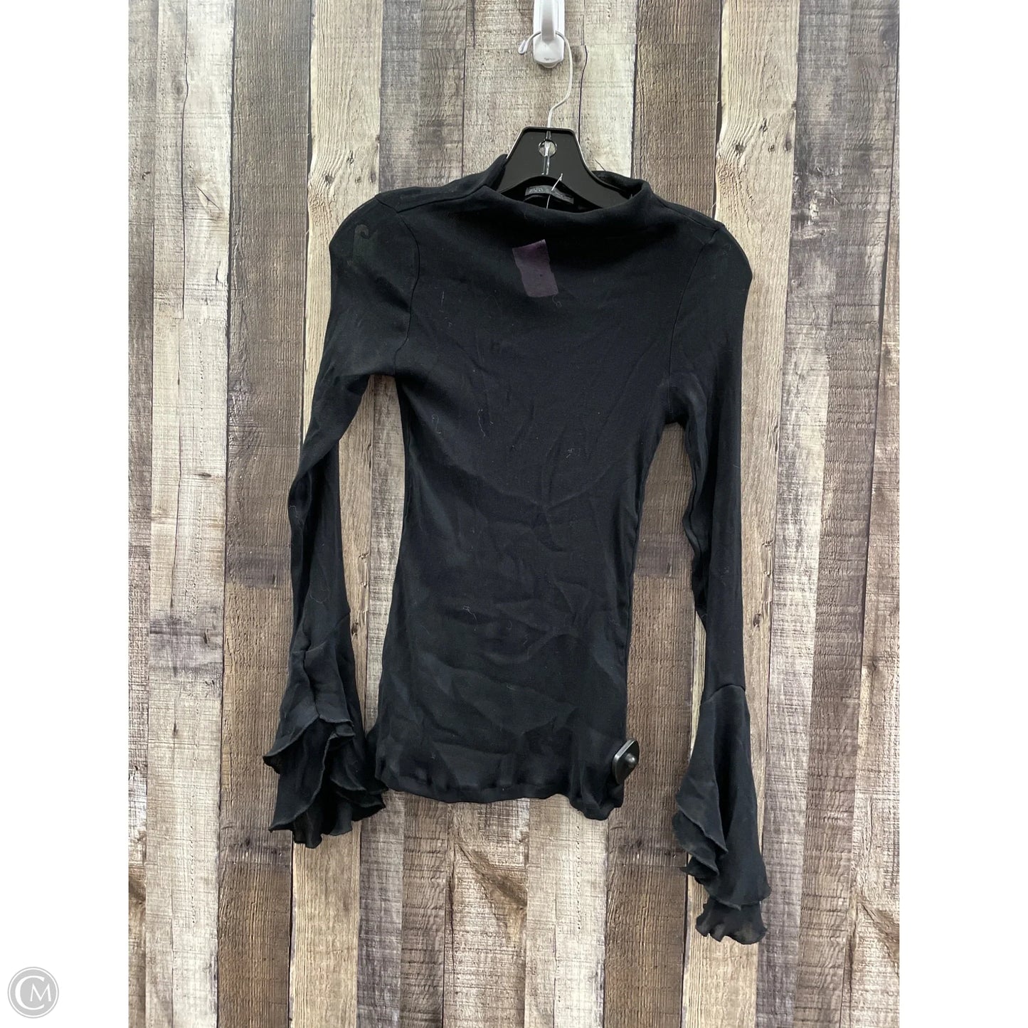 Top Long Sleeve Basic By Zara In Black, Size: M