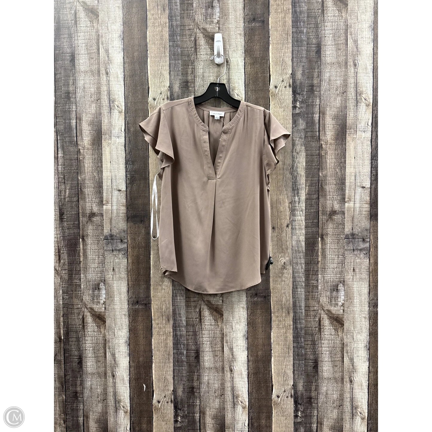 Top Short Sleeve By Calvin Klein In Brown, Size: L