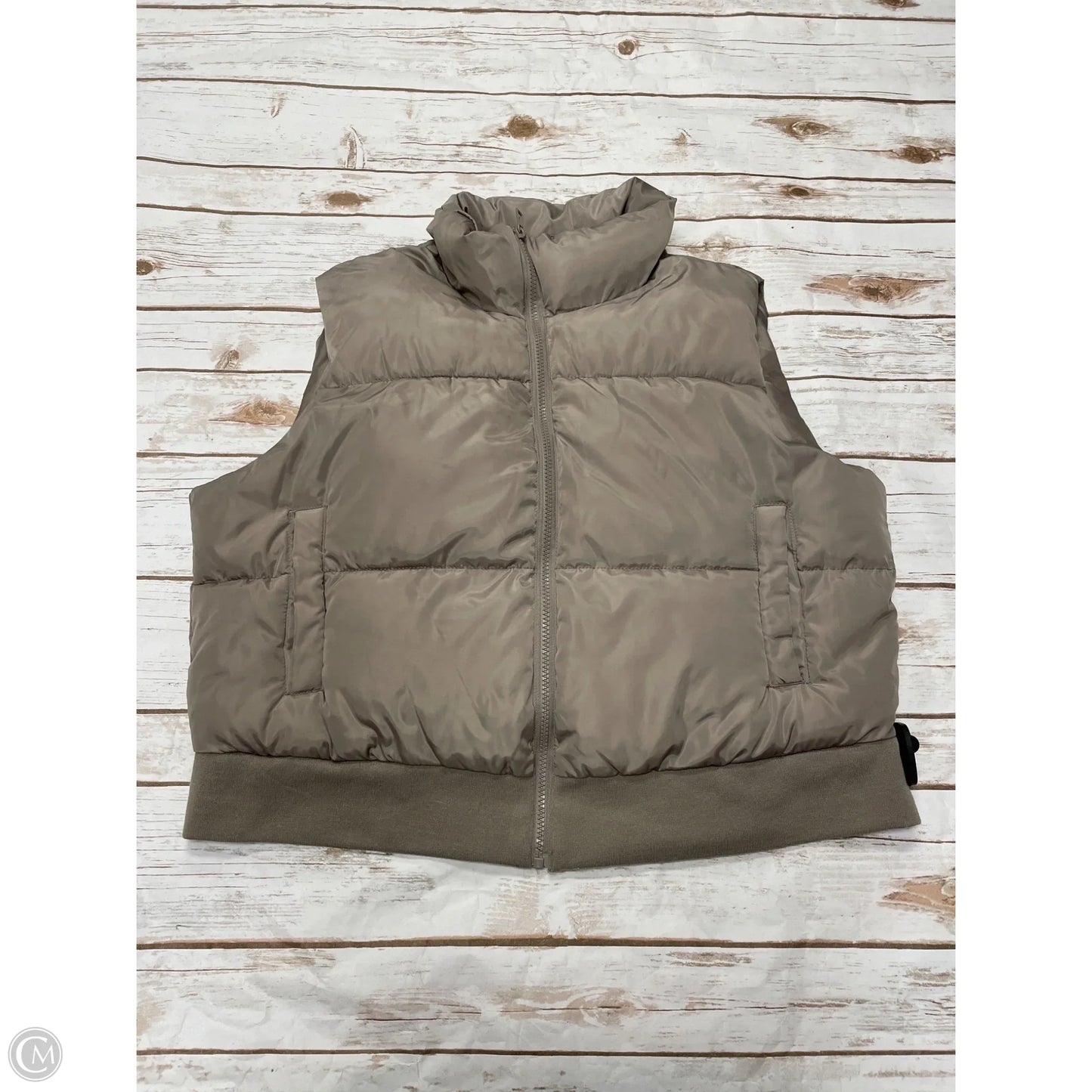 Vest Puffer & Quilted By Cme In Taupe, Size: Xl