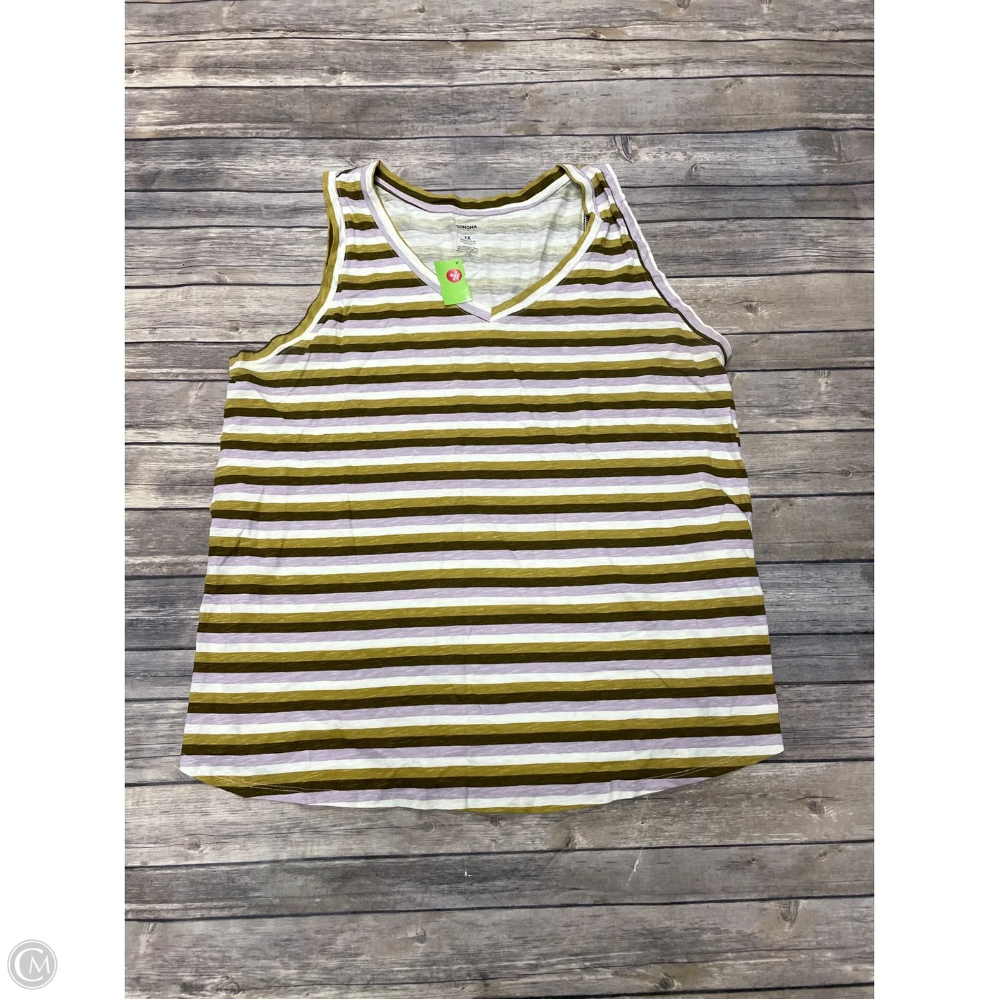 Top Sleeveless By Sonoma In Striped Pattern, Size: 1x