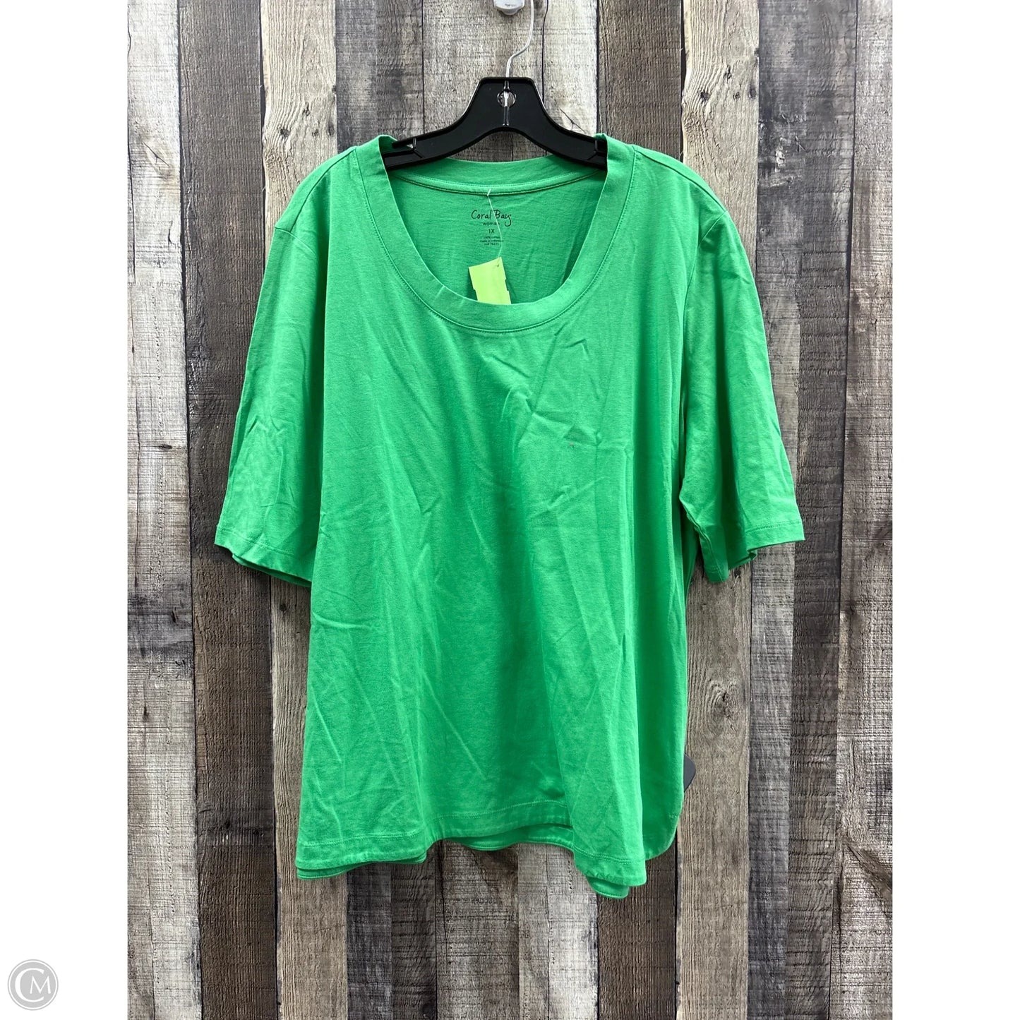 Top Short Sleeve Basic By Coral Bay In Green, Size: 1x