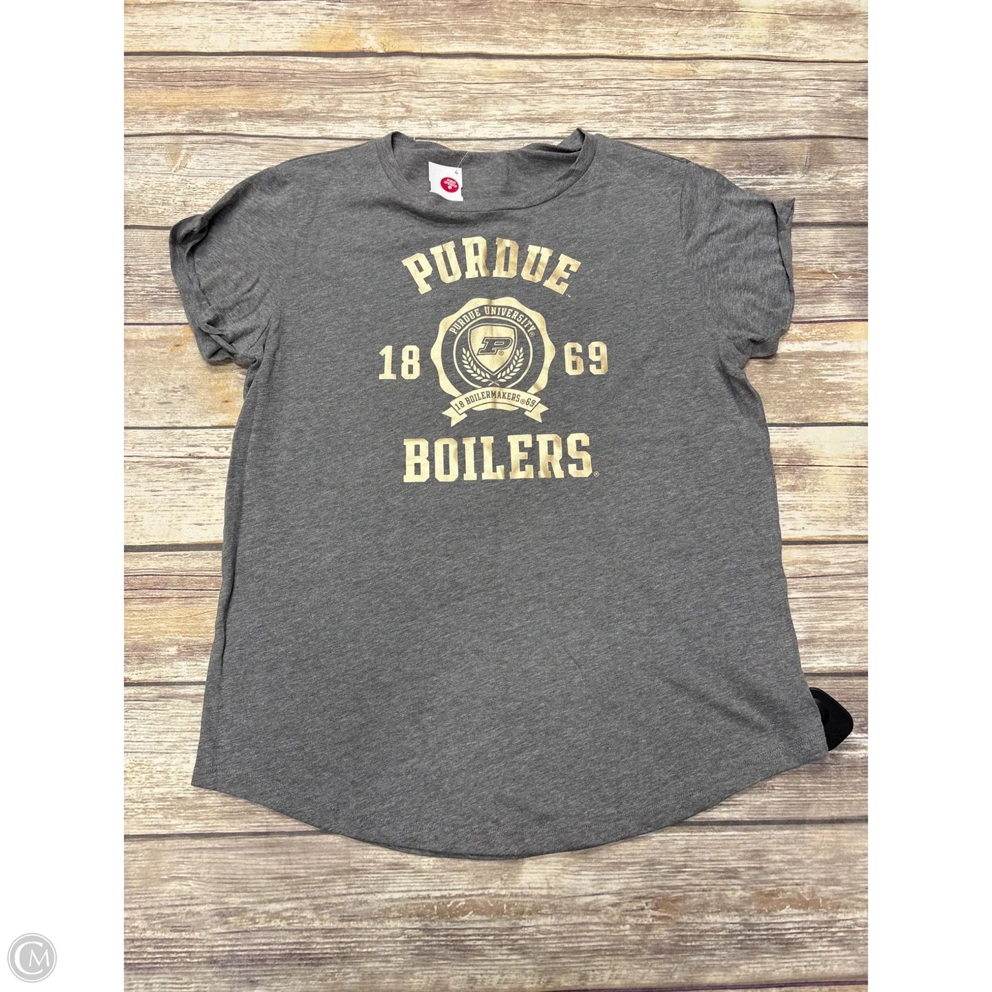 Top Short Sleeve By Pink In Grey, Size: L